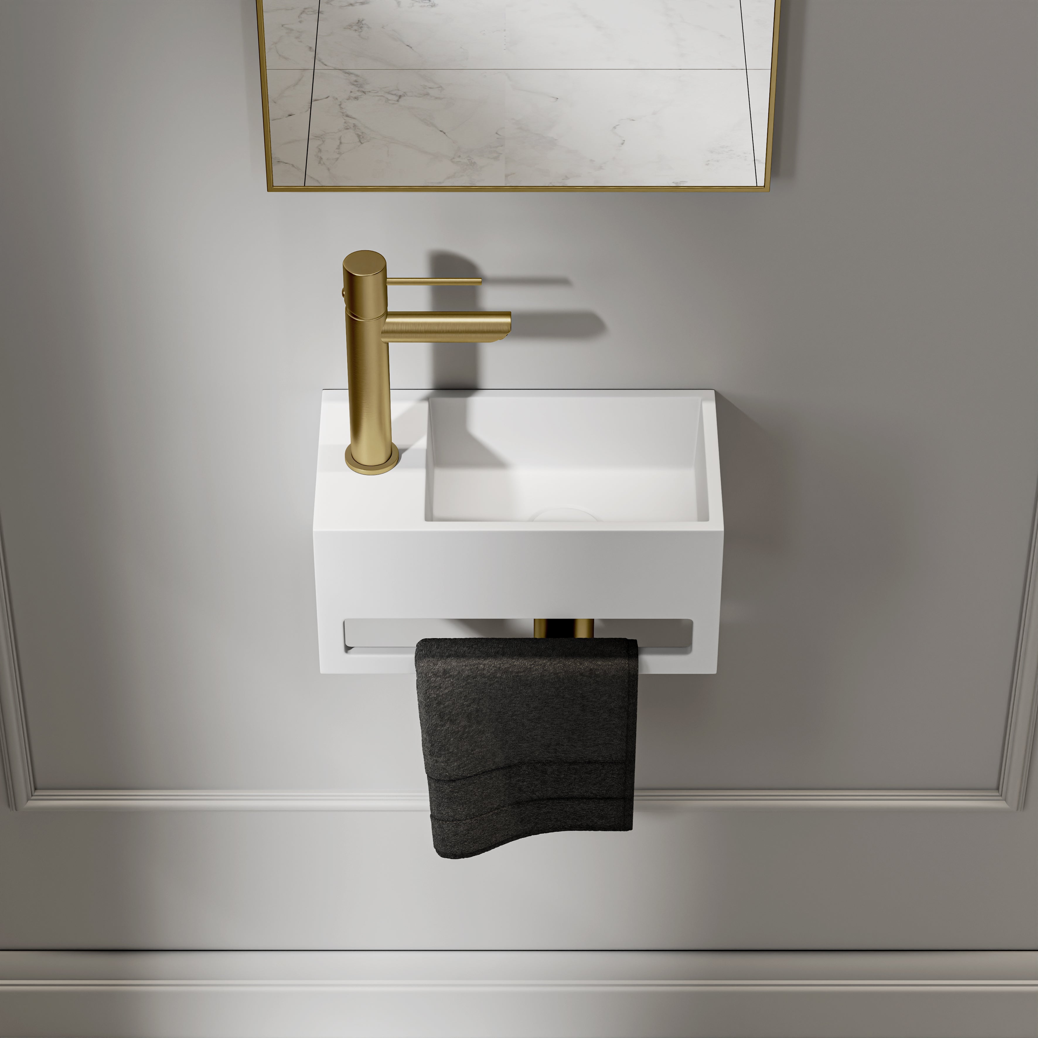 Danby Matte White Wall Hung Stone Basin 330mm