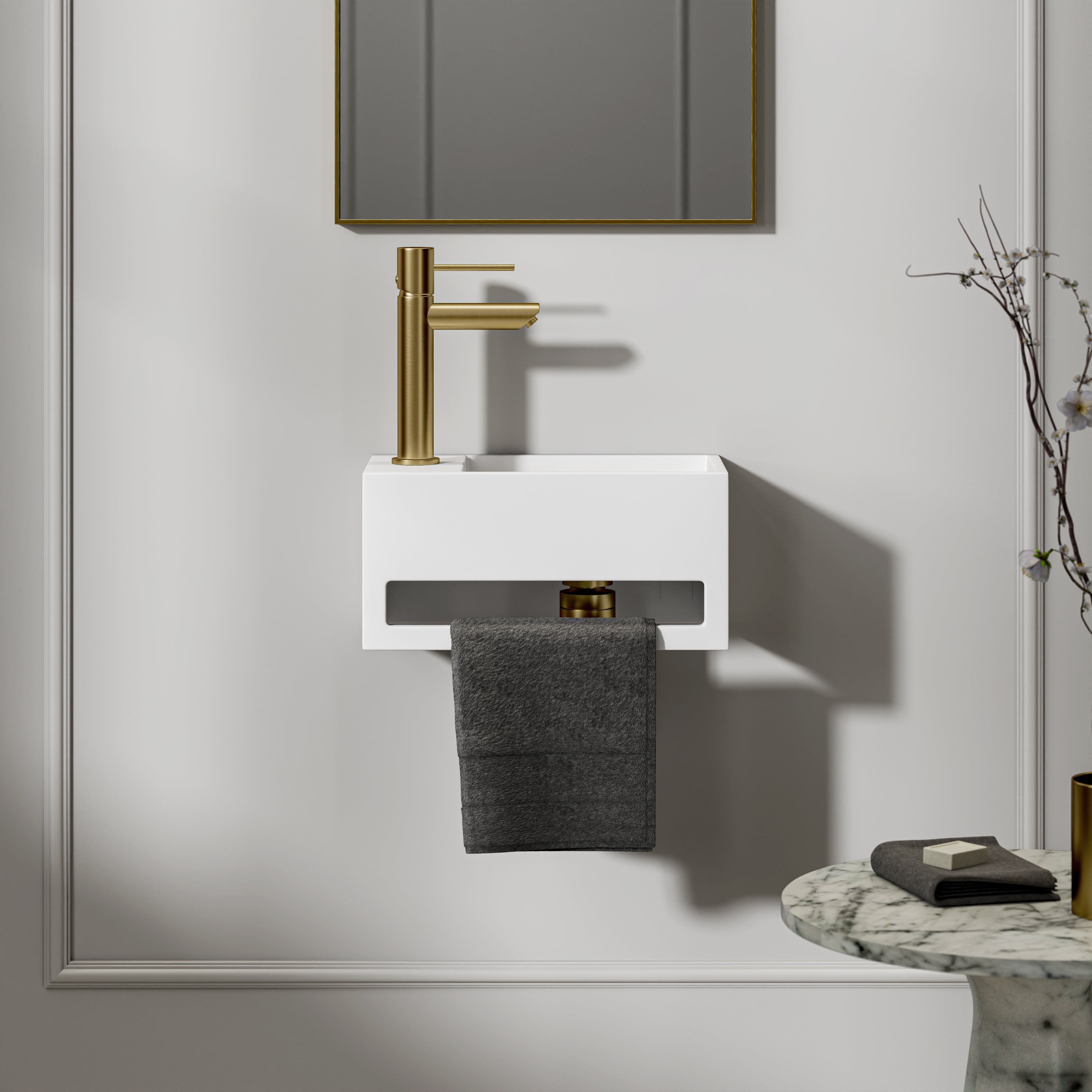 Danby Matte White Wall Hung Stone Basin 330mm