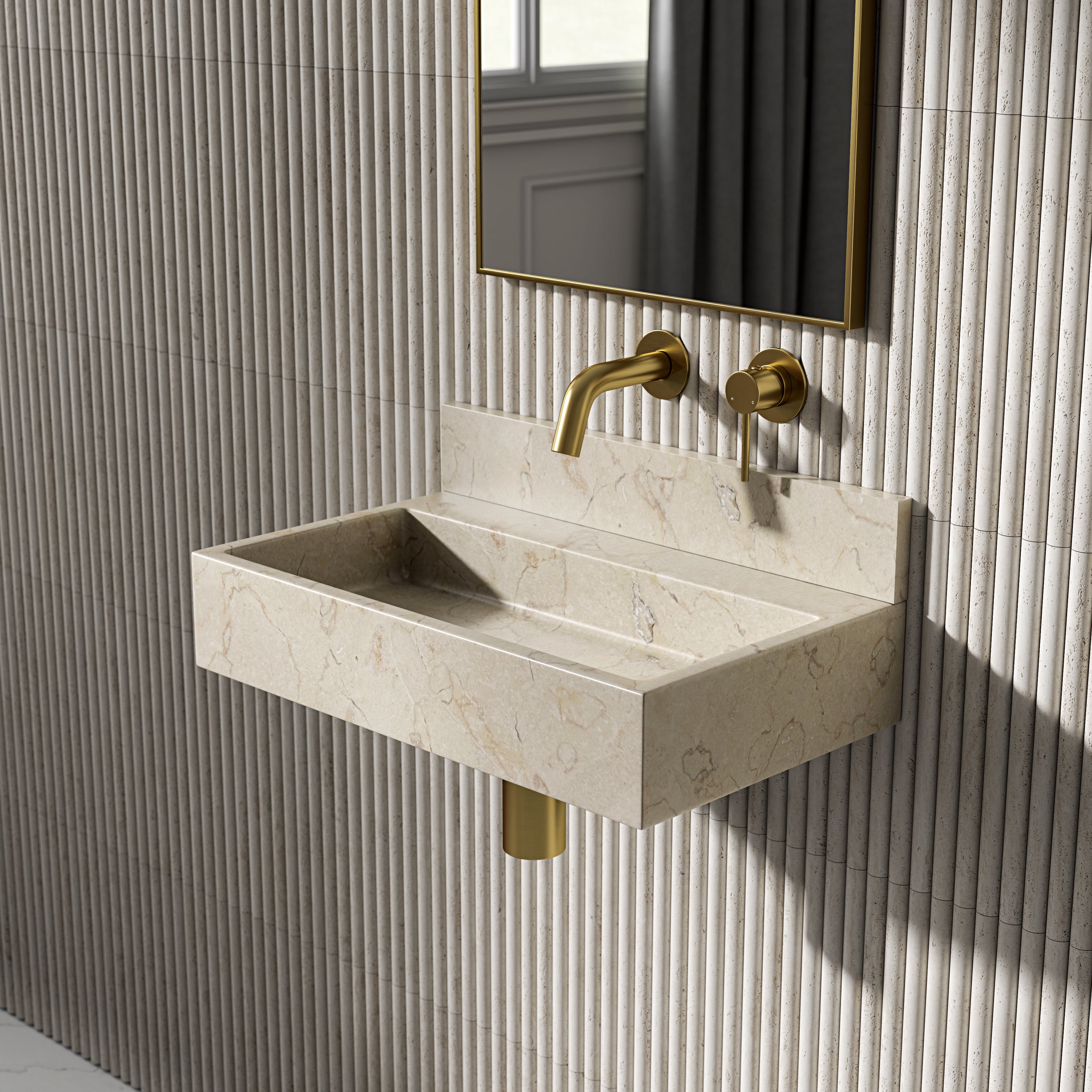 Crema Marfil Marble Upstand 500mm