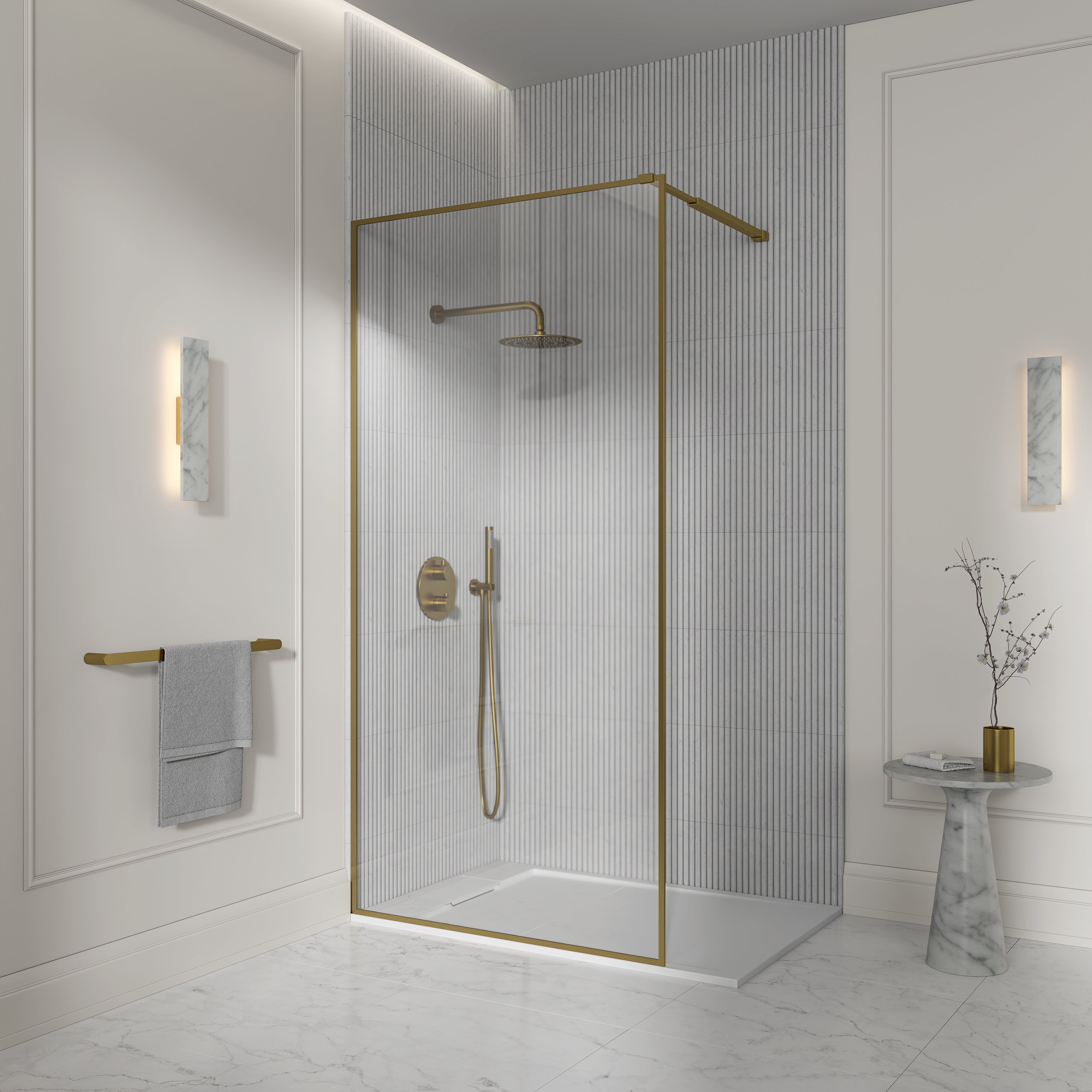 Goald Screen Darley Brushed Gold Shower Screen
