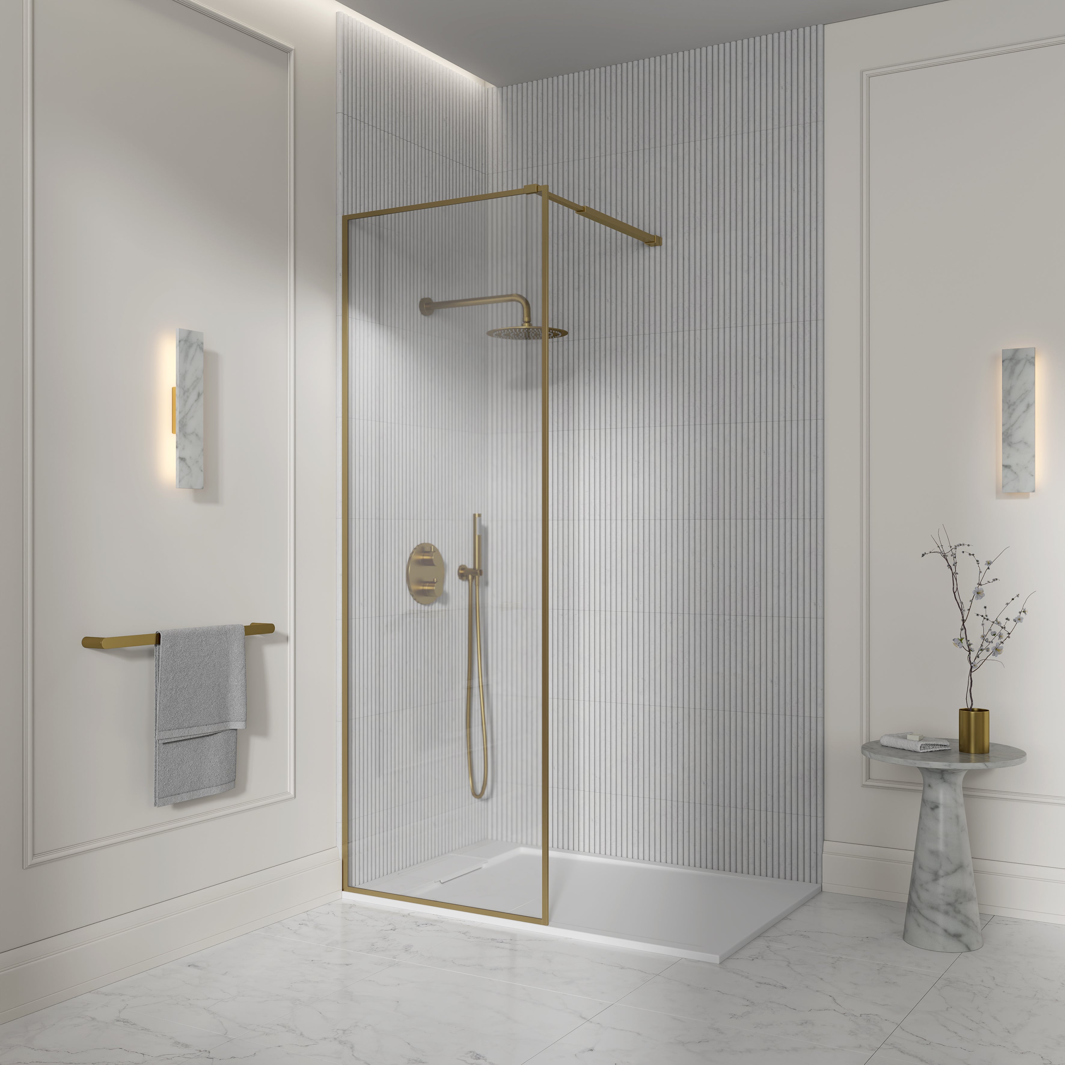 Darley Brushed Gold Shower Screen