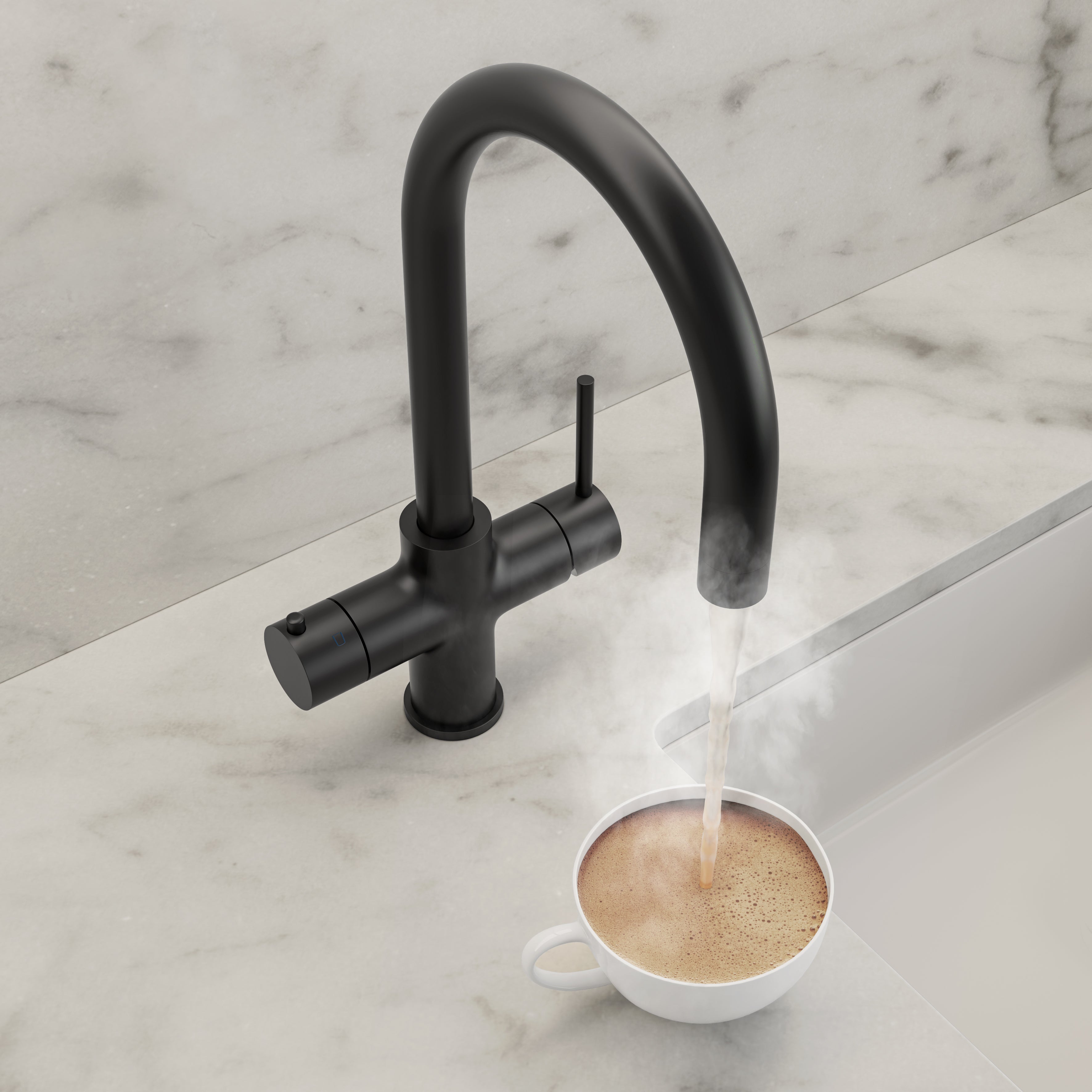 Fulham Matte Black 4 in 1 Boiling Water Kitchen Tap