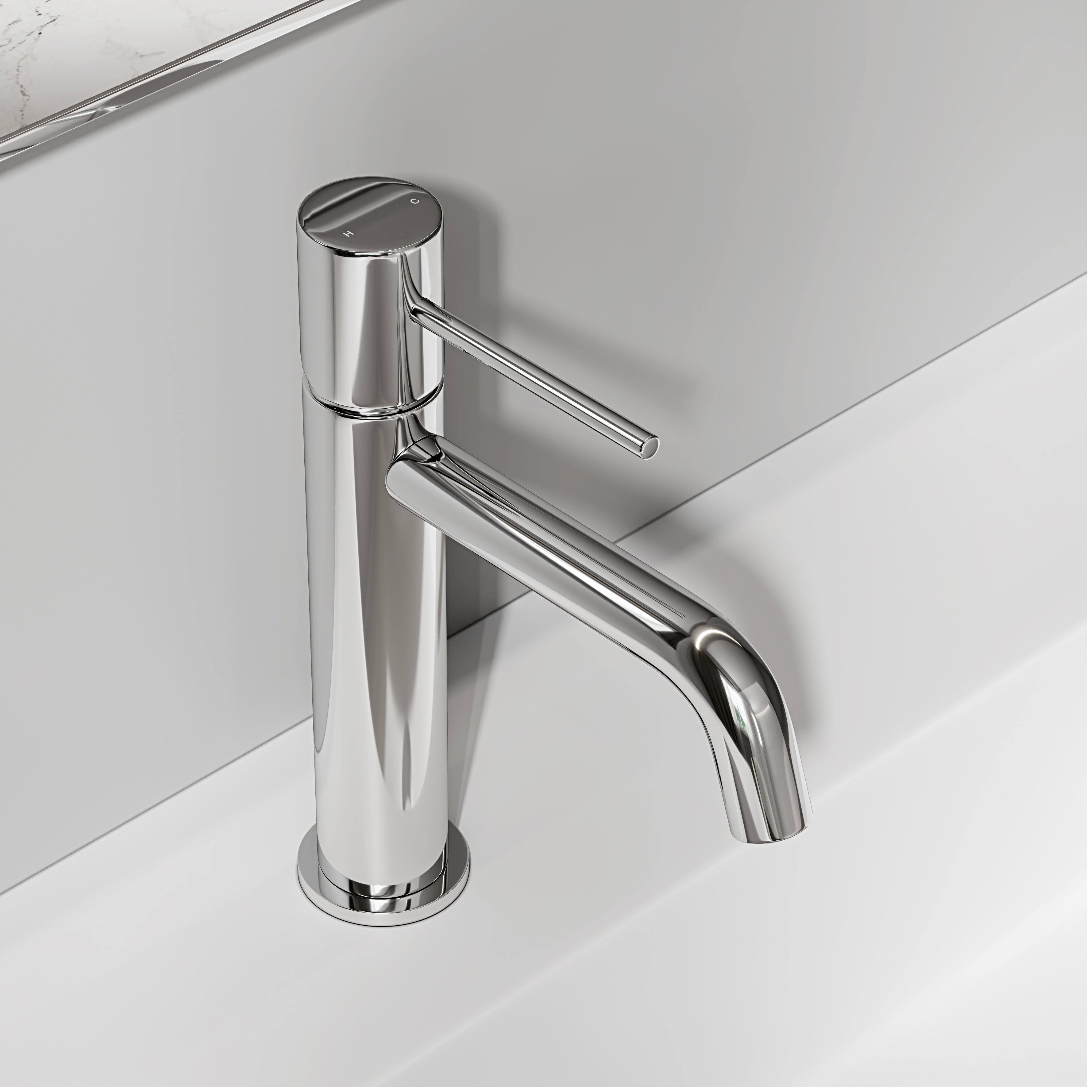Nuvo Chrome Curved Spout Basin Mixer Tap