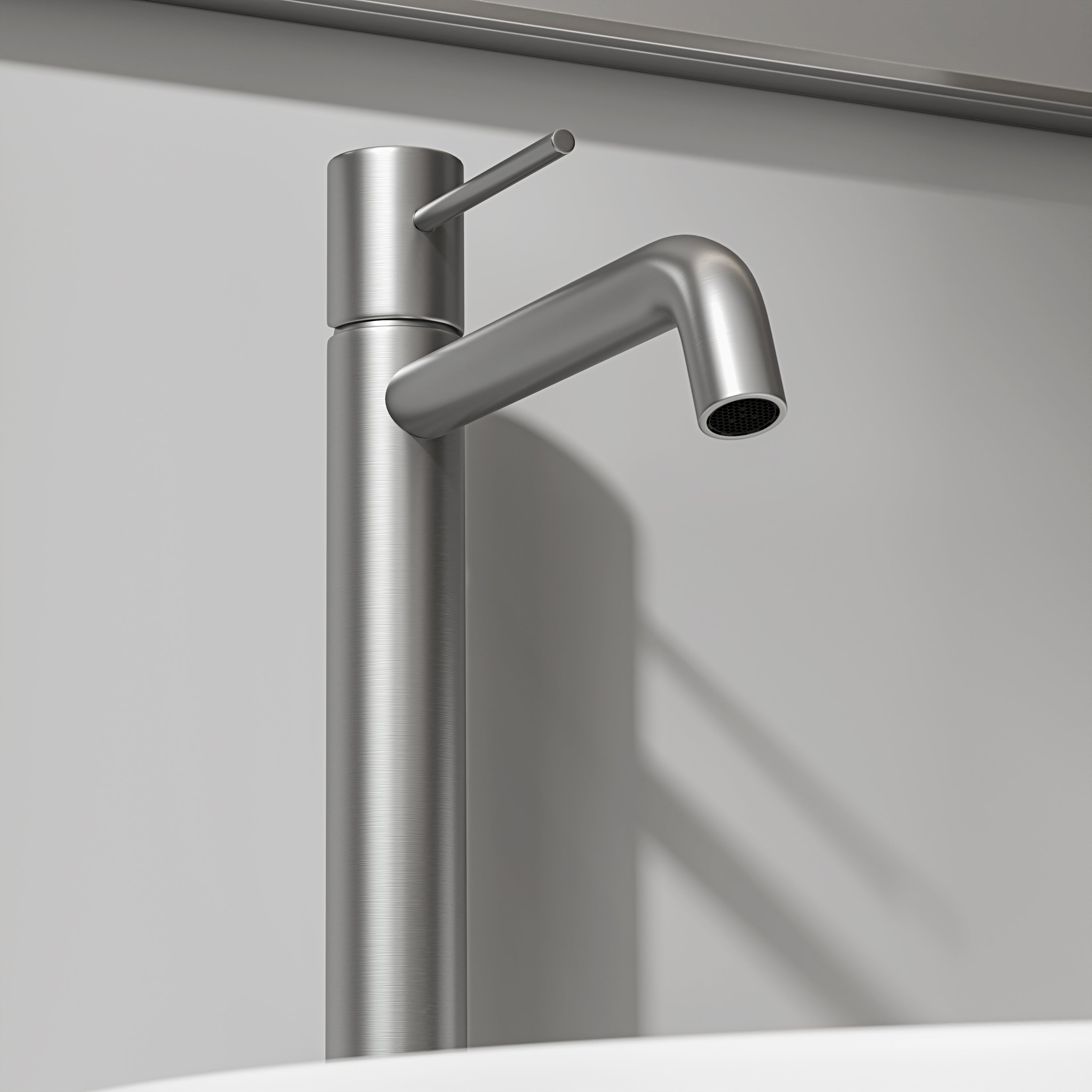 Nuvo Brushed Stainless Tall Curved Spout Basin Mixer Tap
