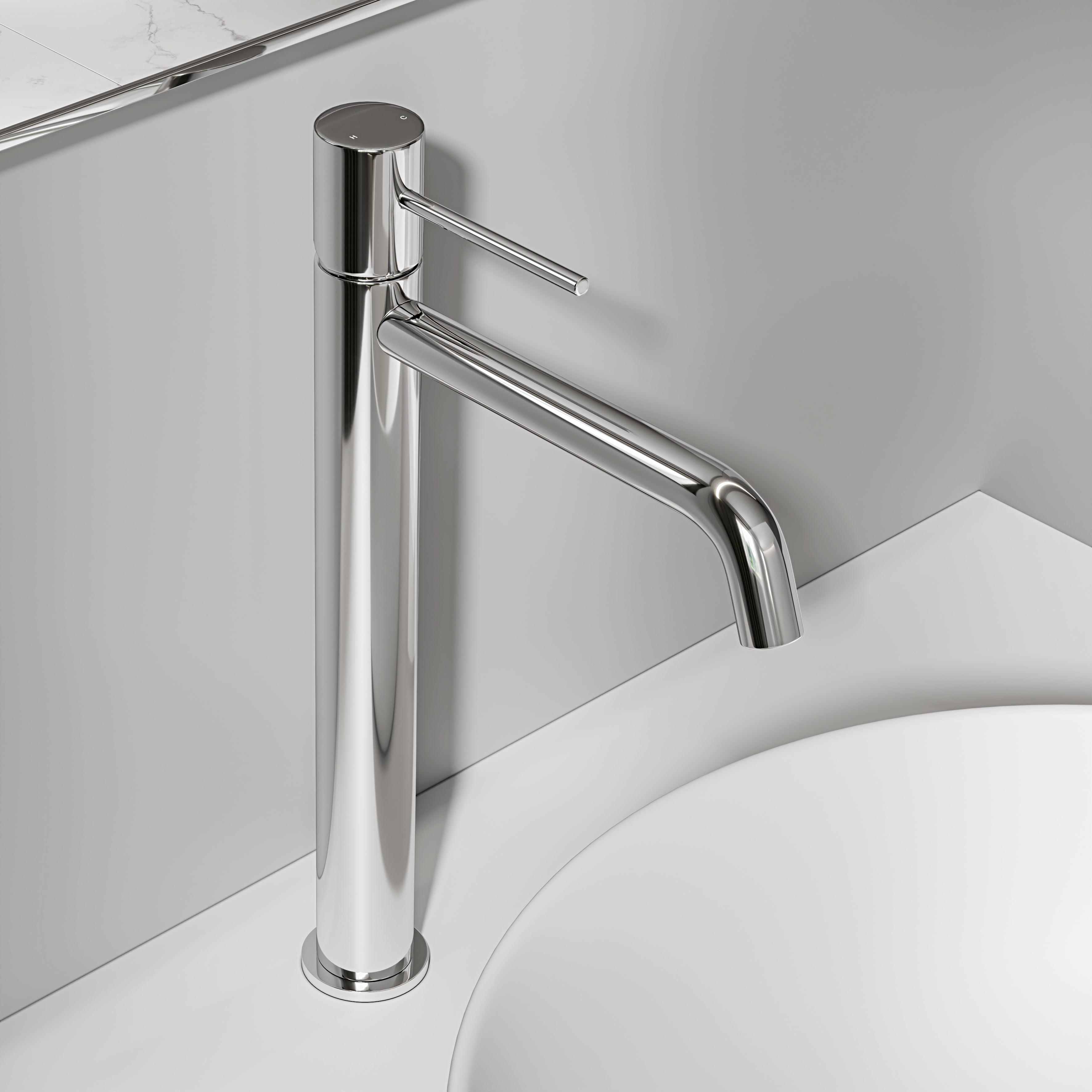 Nuvo Chrome Tall Curved Spout Basin Mixer Tap