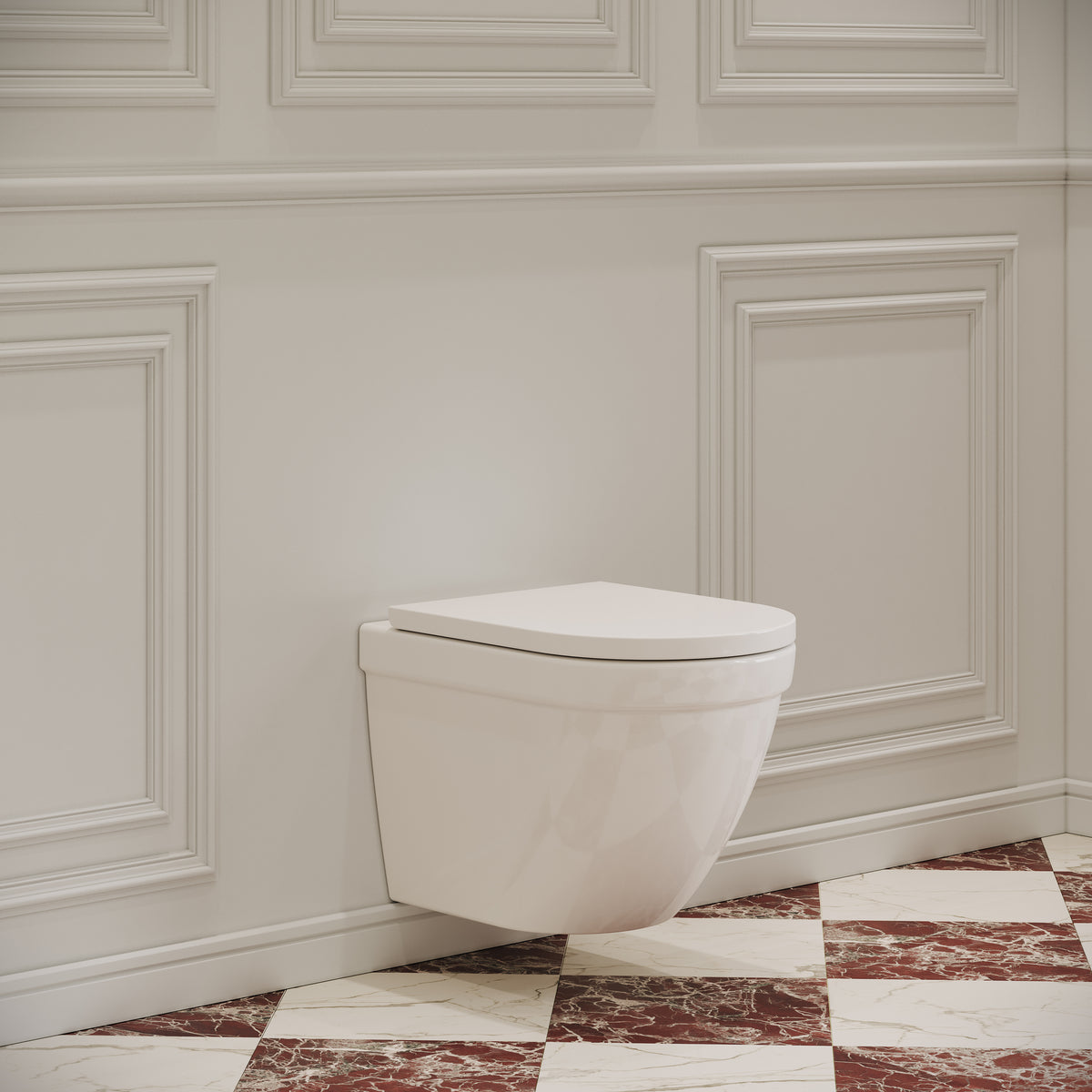 Eton Traditional Wall Hung Rimless White Toilet