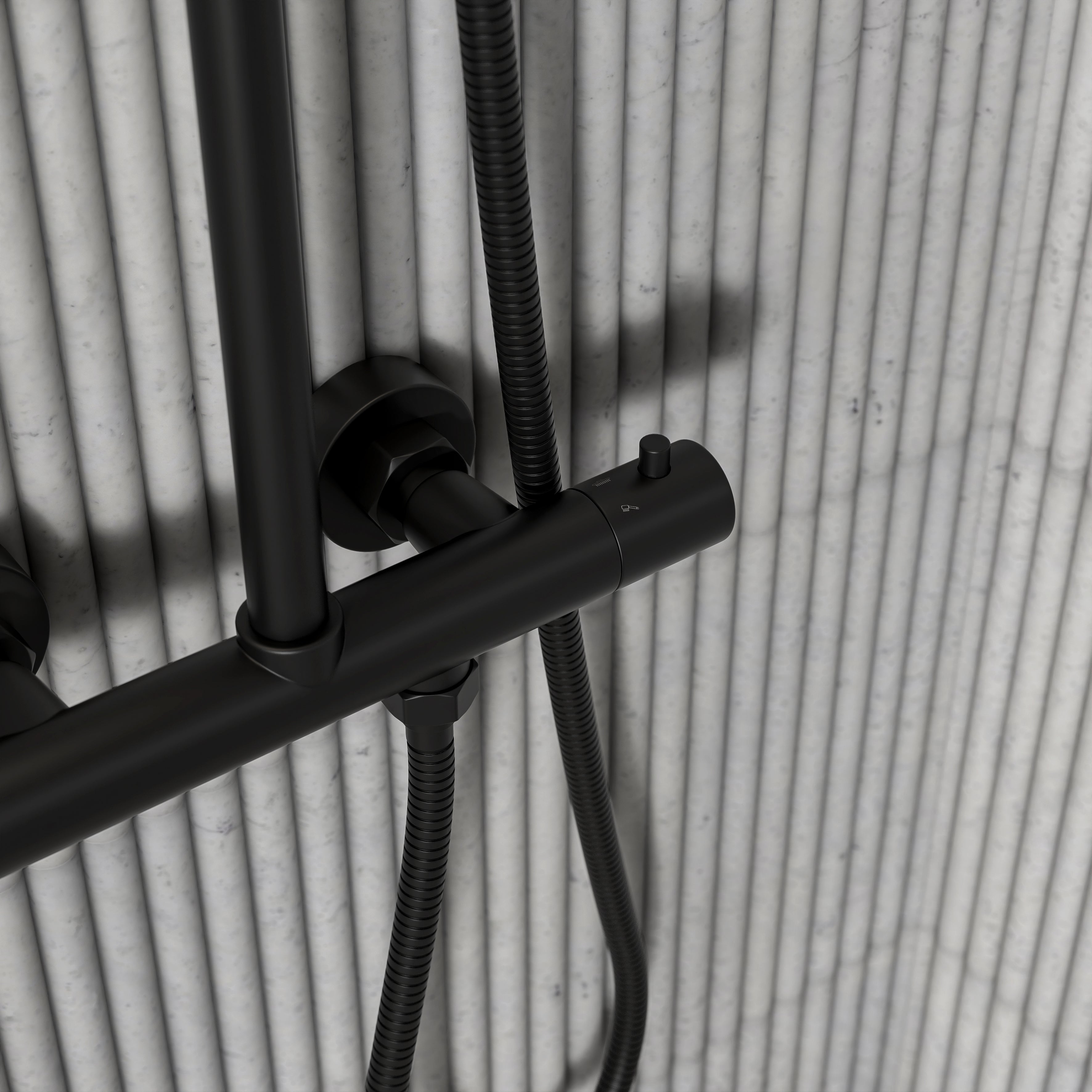 Moreno Matte Black Exposed Thermostatic Shower With Riser