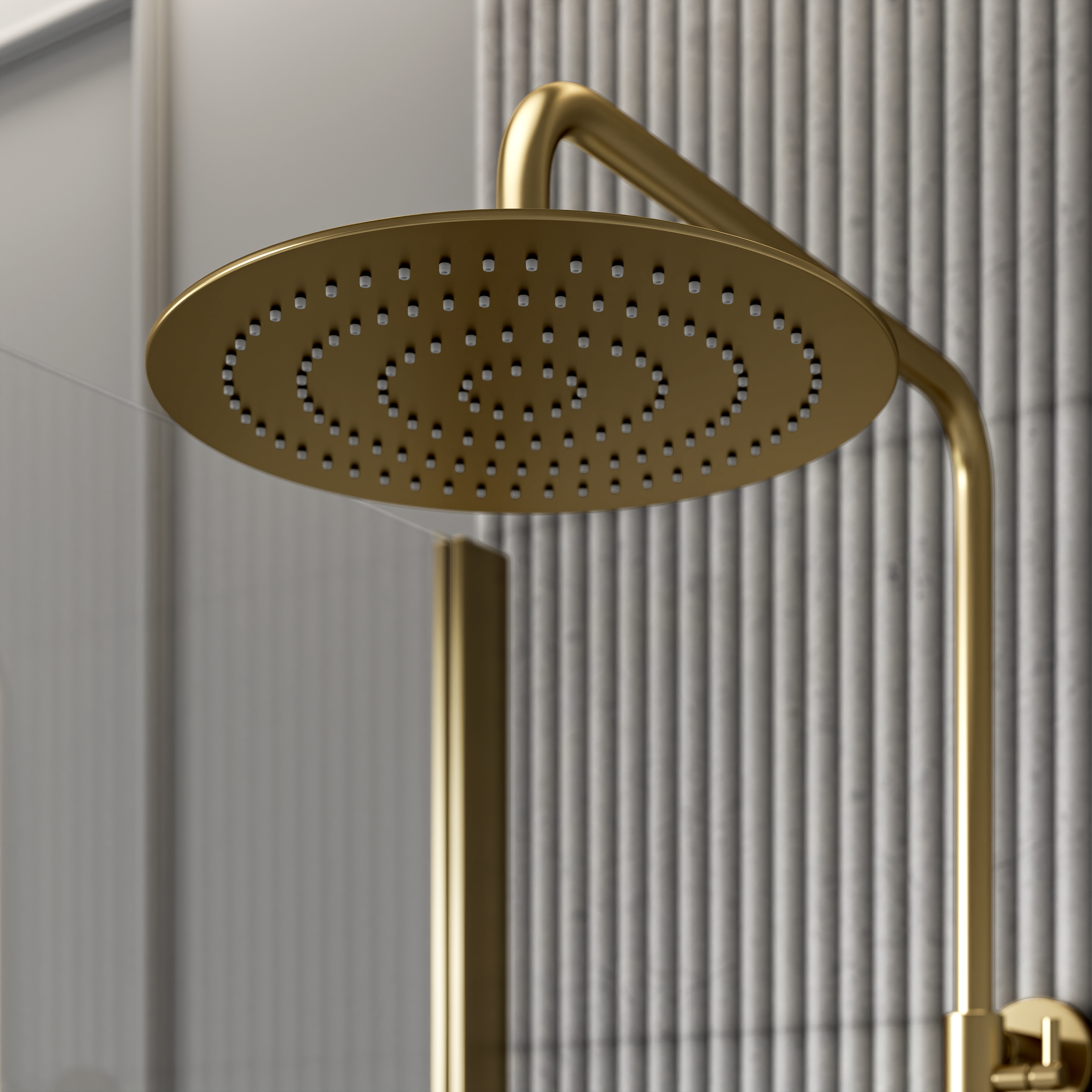 Moreno Brushed Gold Exposed Thermostatic Shower With Riser