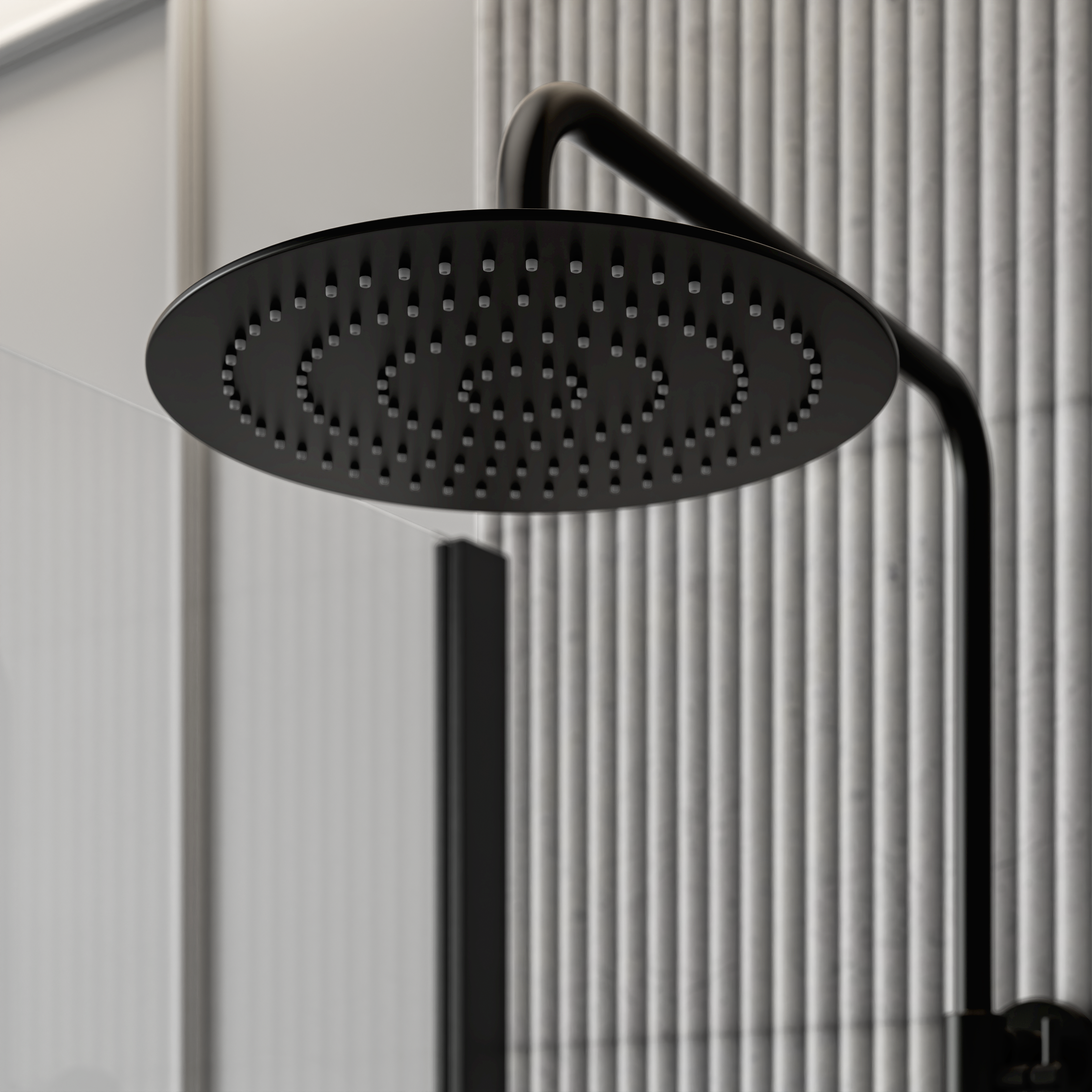 Moreno Matte Black Exposed Thermostatic Shower With Riser