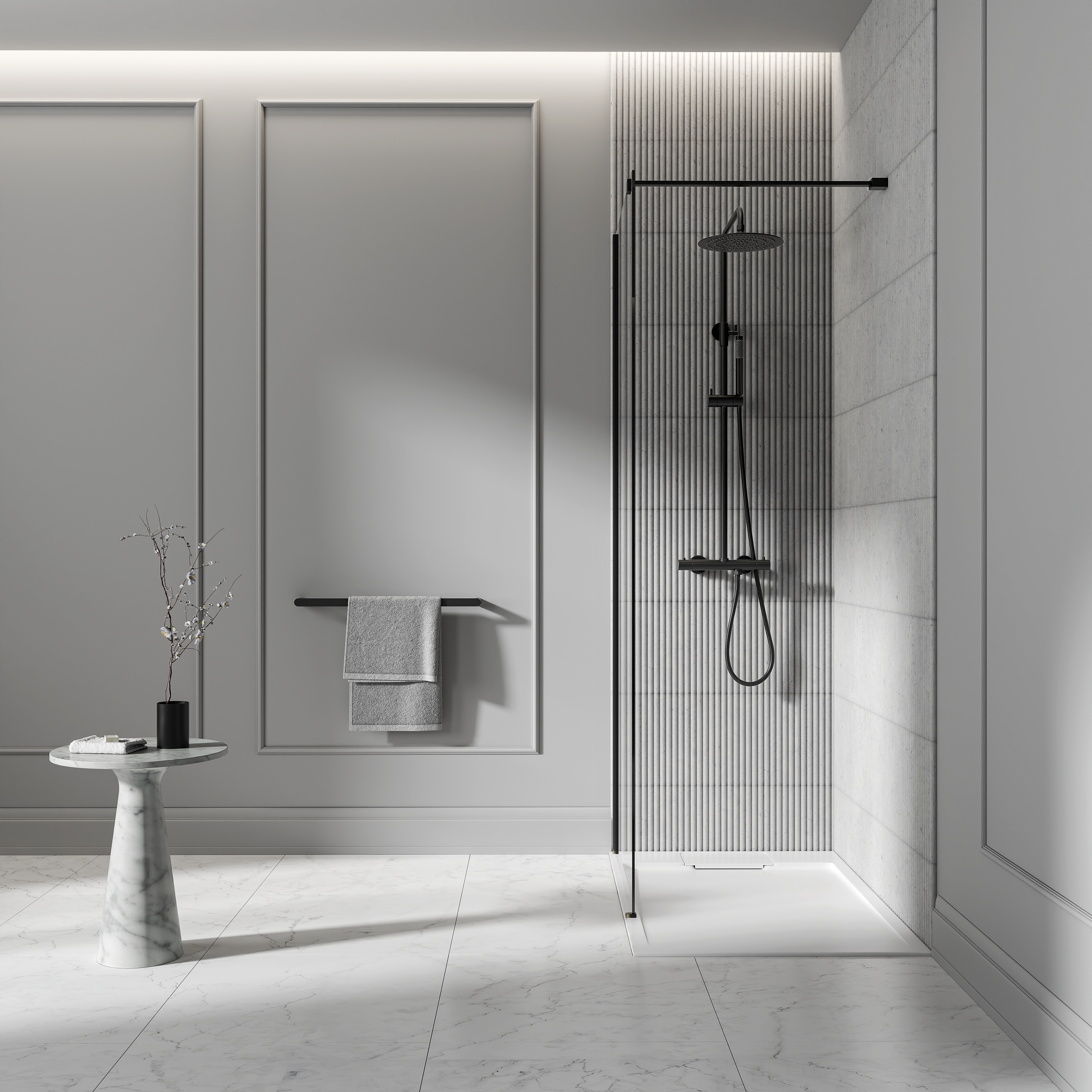 Moreno Matte Black Exposed Thermostatic Shower With Riser