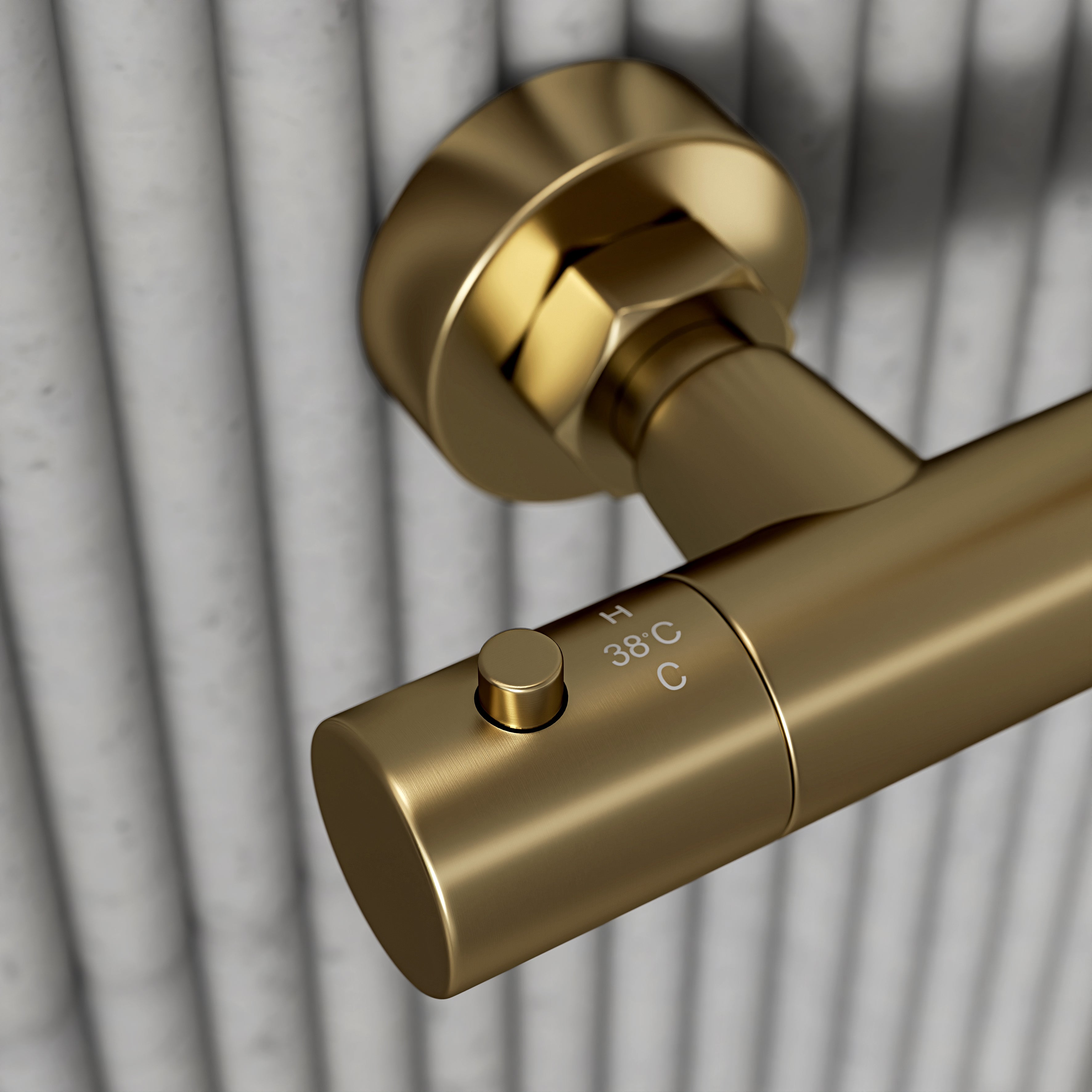 Moreno Brushed Gold Exposed Thermostatic Shower With Riser