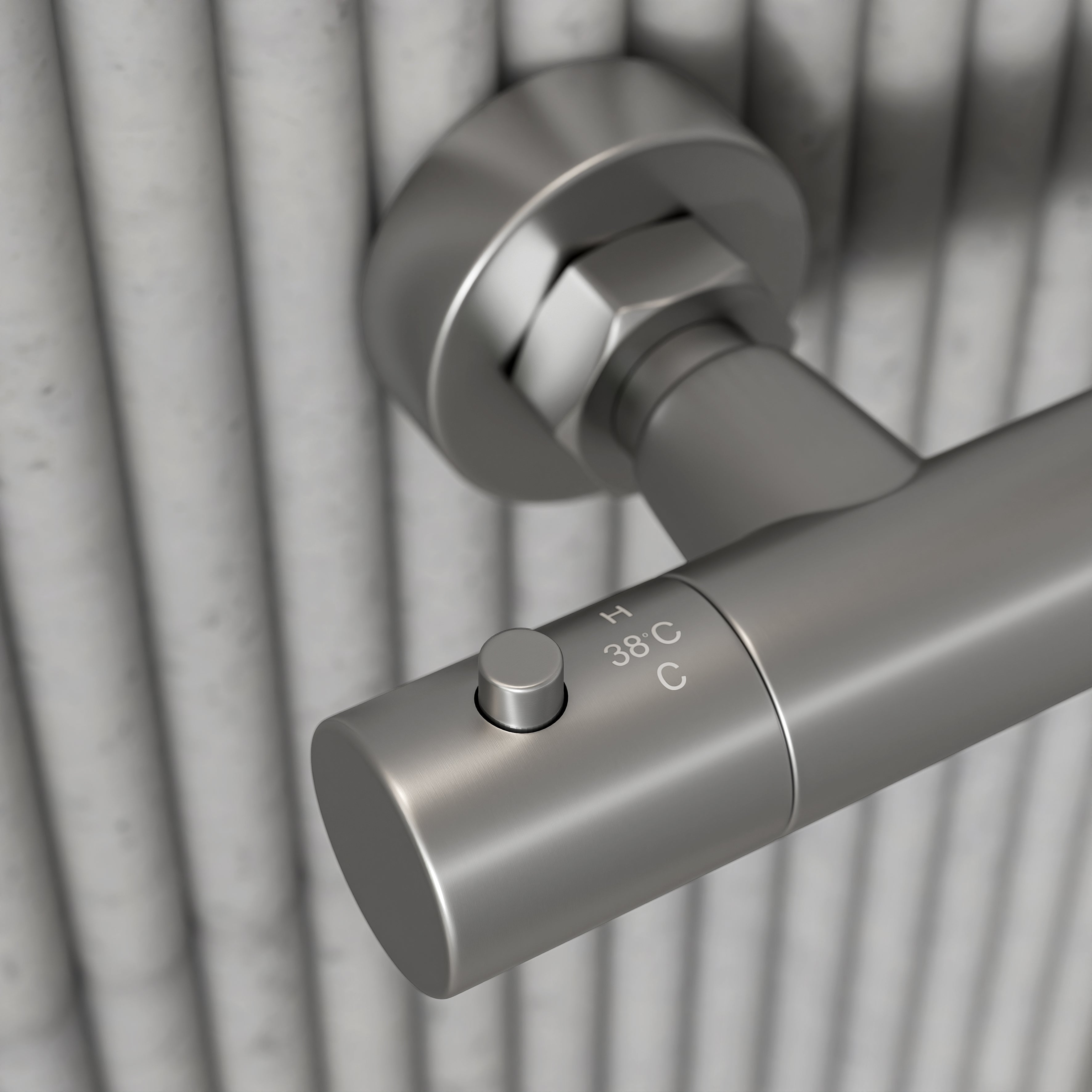 Moreno Brushed Stainless Exposed Thermostatic Shower With Riser