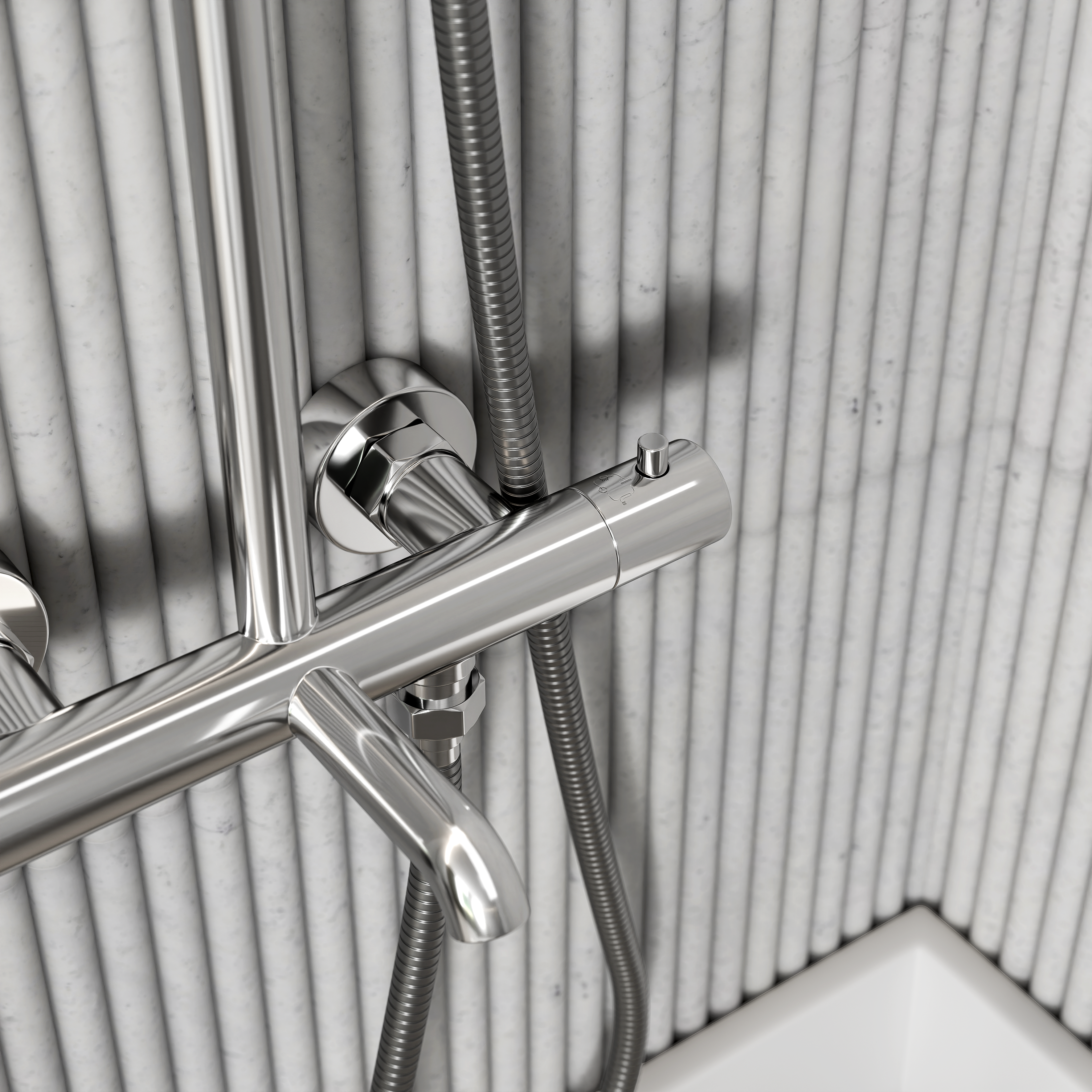 Moreno Chrome Exposed Thermostatic 3-Way Shower