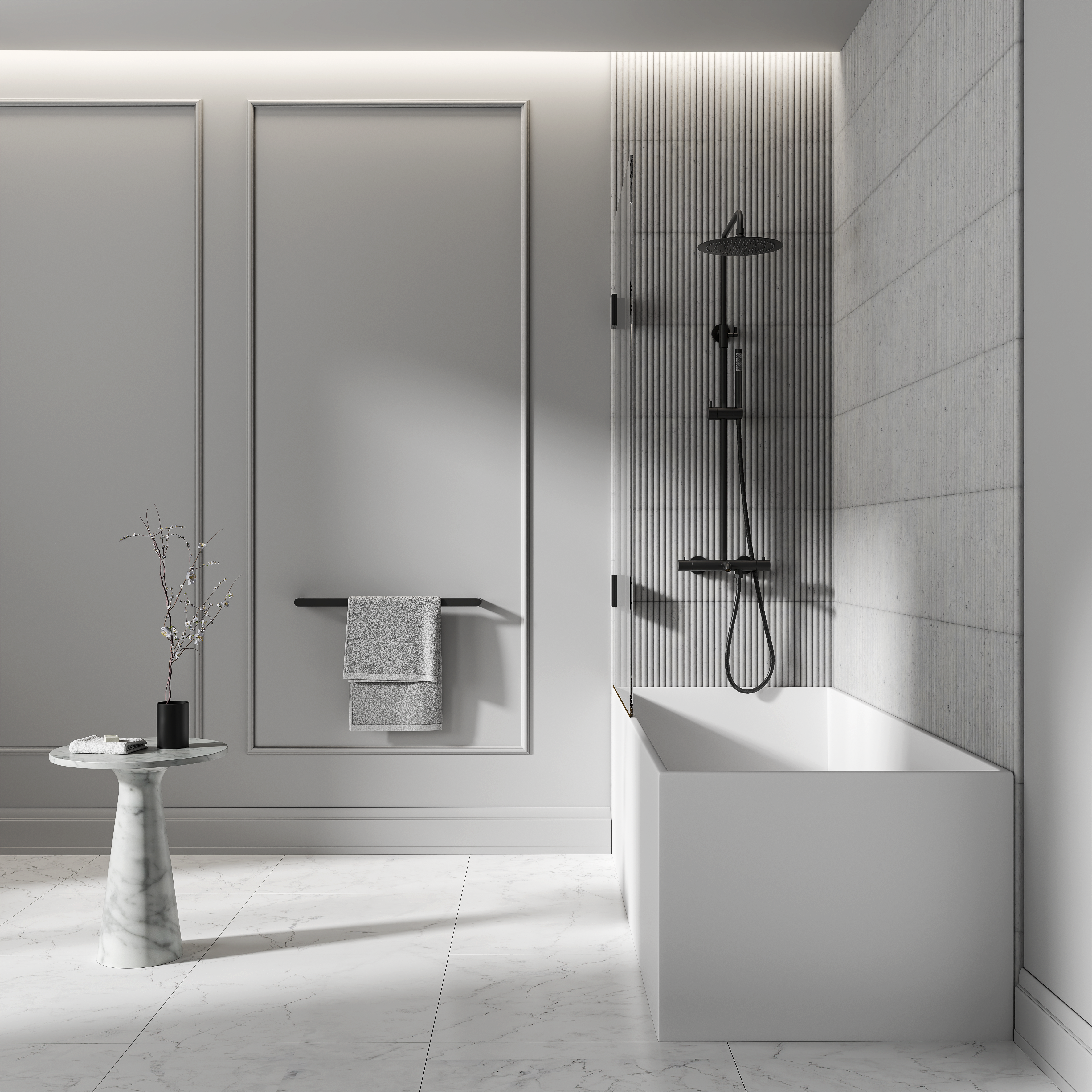 Moreno Matte Black Exposed Thermostatic 3-Way Shower
