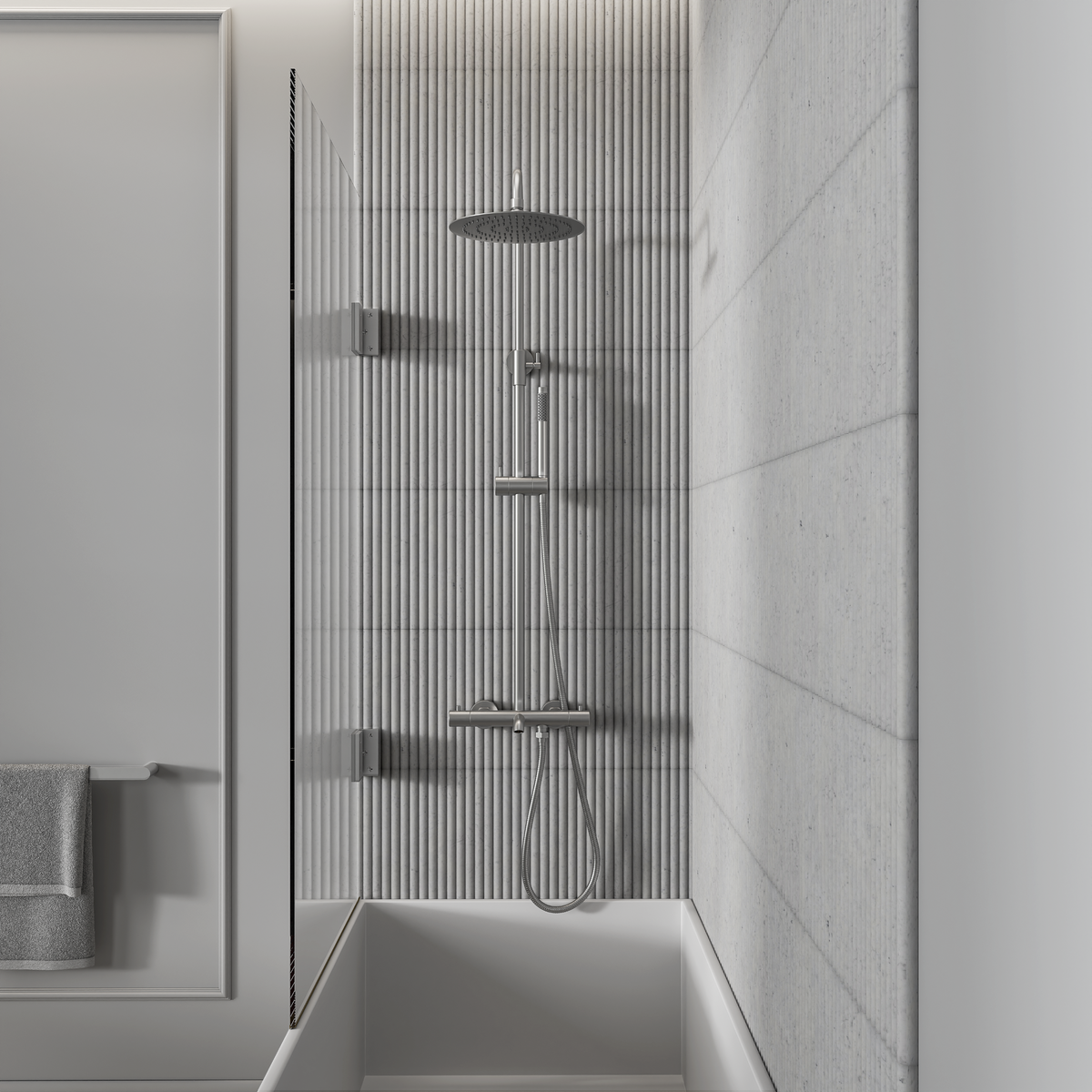 Moreno Brushed Stainless Exposed Thermostatic 3-Way Shower