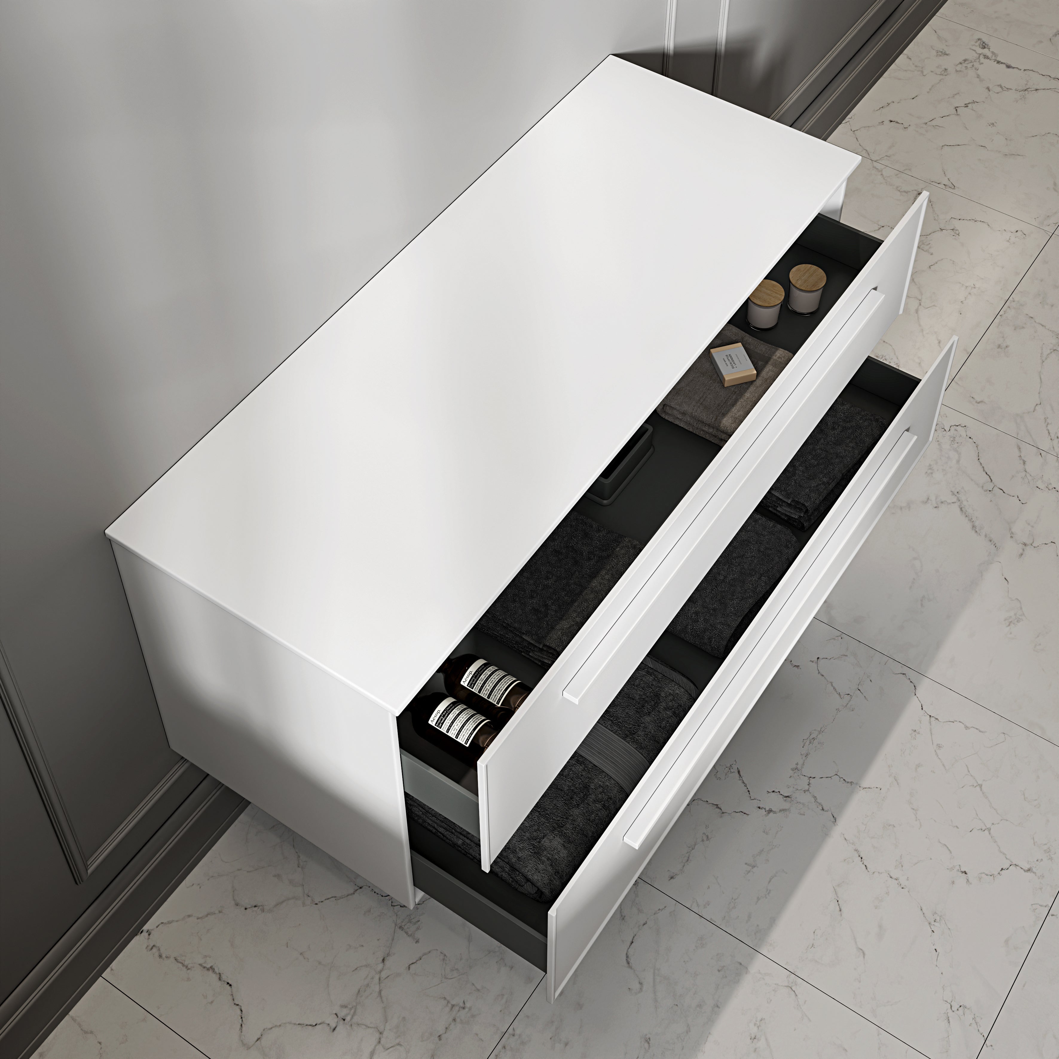 Farringdon Vanity Unit with Stone Countertop (Matte White 1200mm)