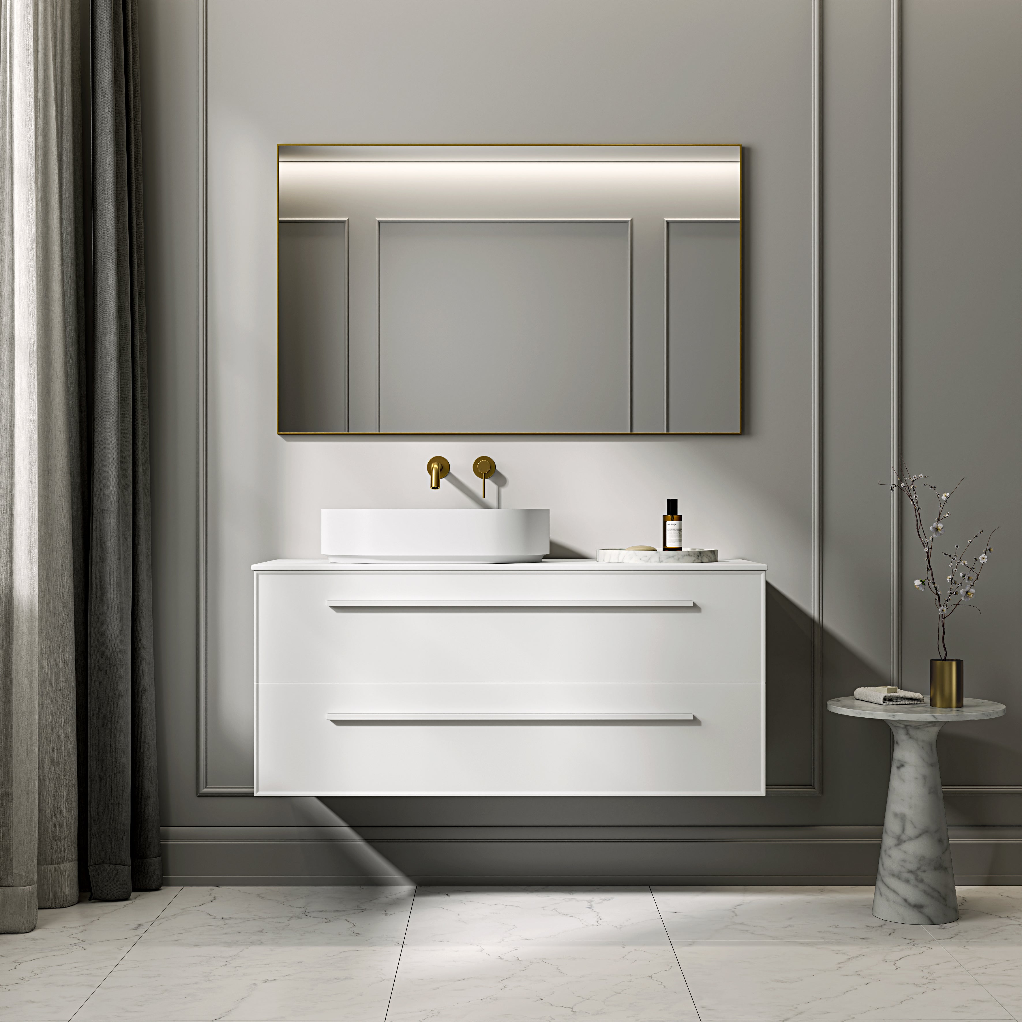 Farringdon Vanity Unit with Stone Countertop (Matte White 1200mm)