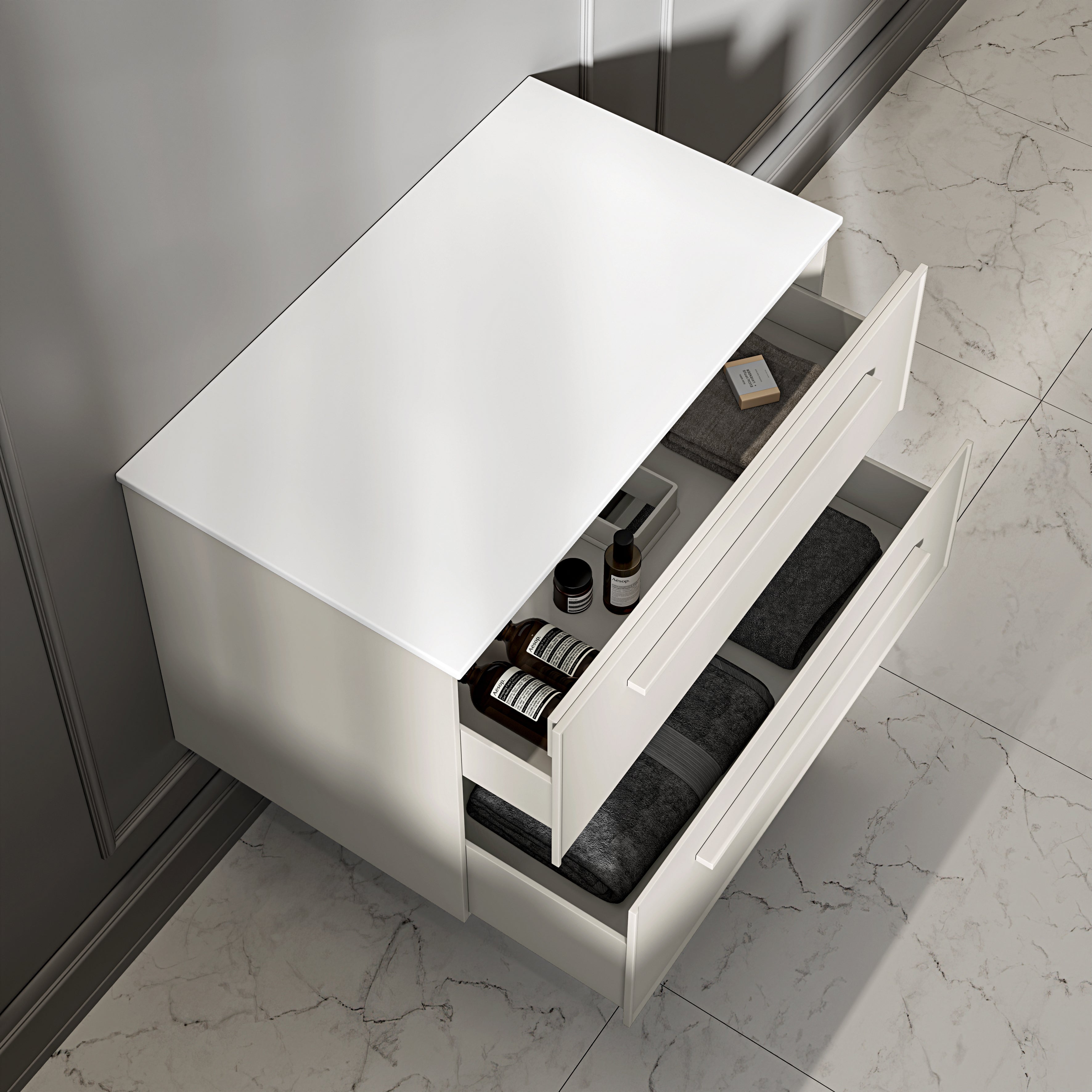 Farringdon Vanity Unit with Stone Countertop (Matte Cappuccino 800mm)