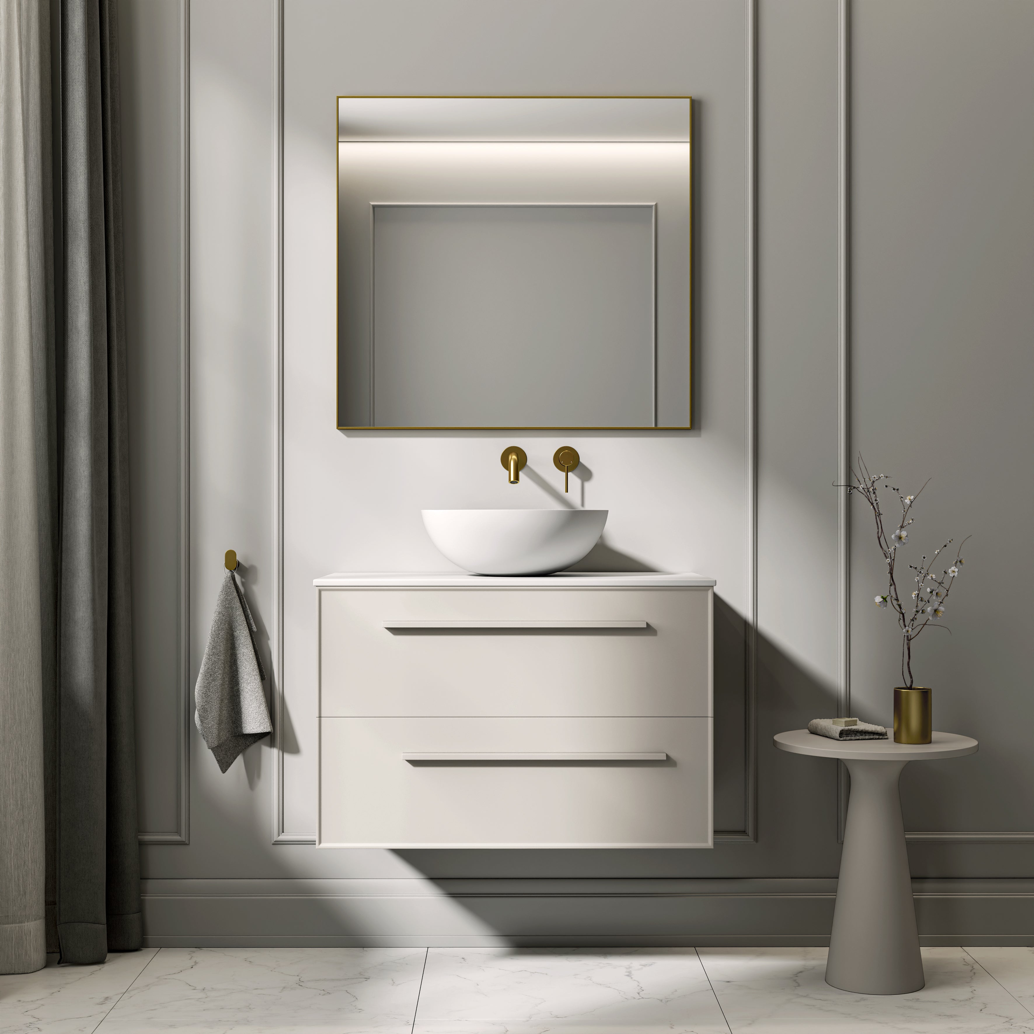 Farringdon Vanity Unit with Stone Countertop (Matte Cappuccino 800mm)