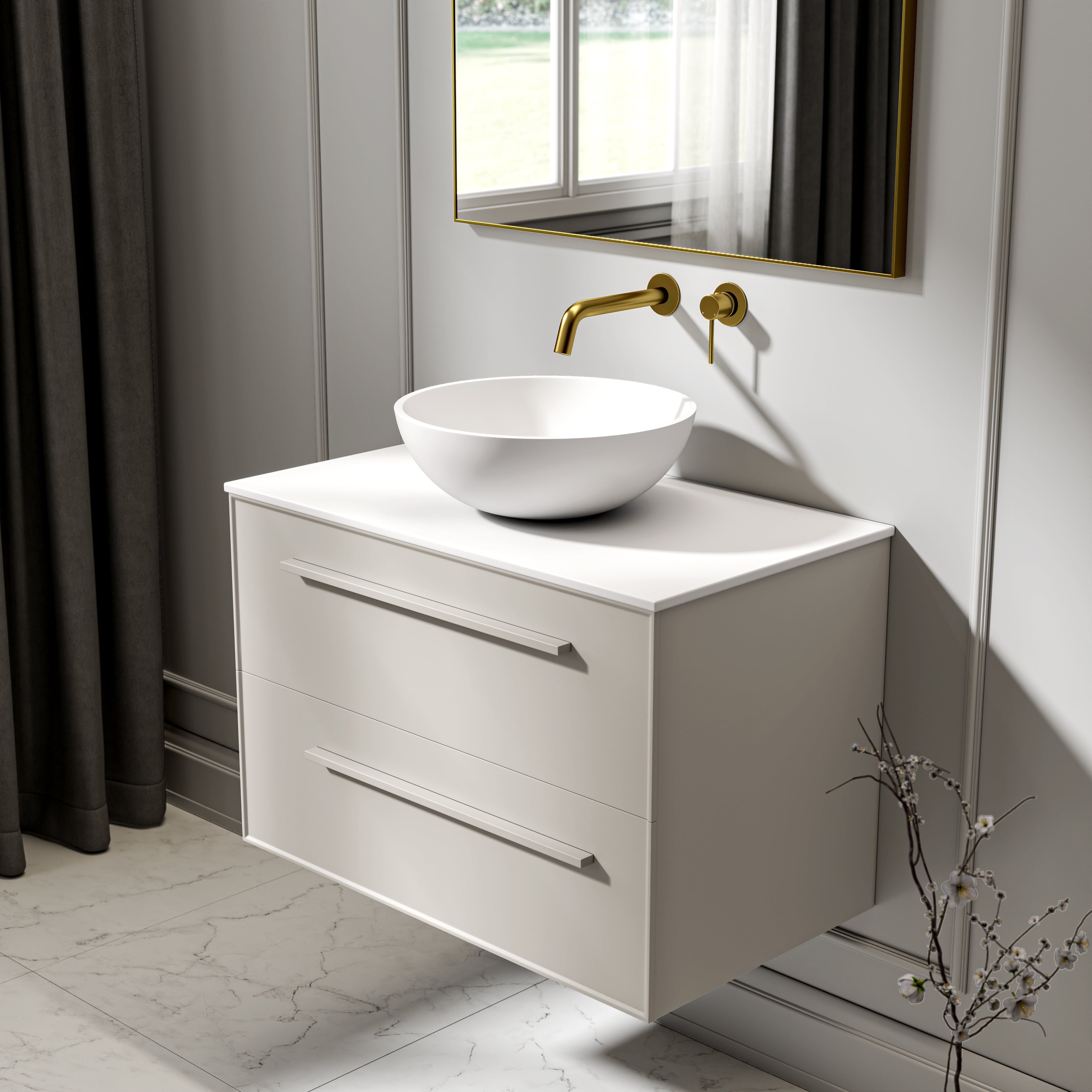 Farringdon Vanity Unit with Stone Countertop (Matte Cappuccino 800mm)