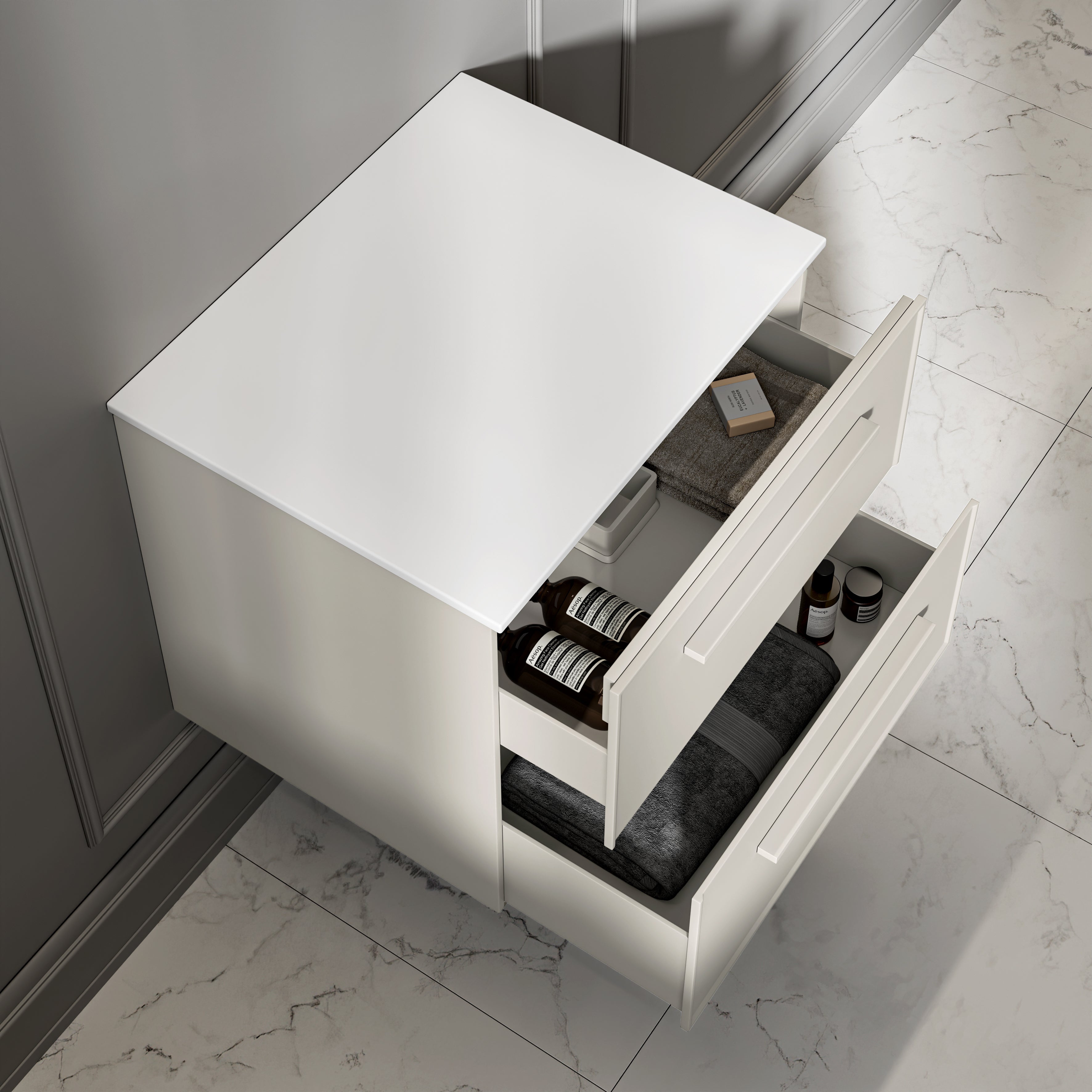 Farringdon Vanity Unit with Stone Countertop (Matte Cappuccino 600mm)
