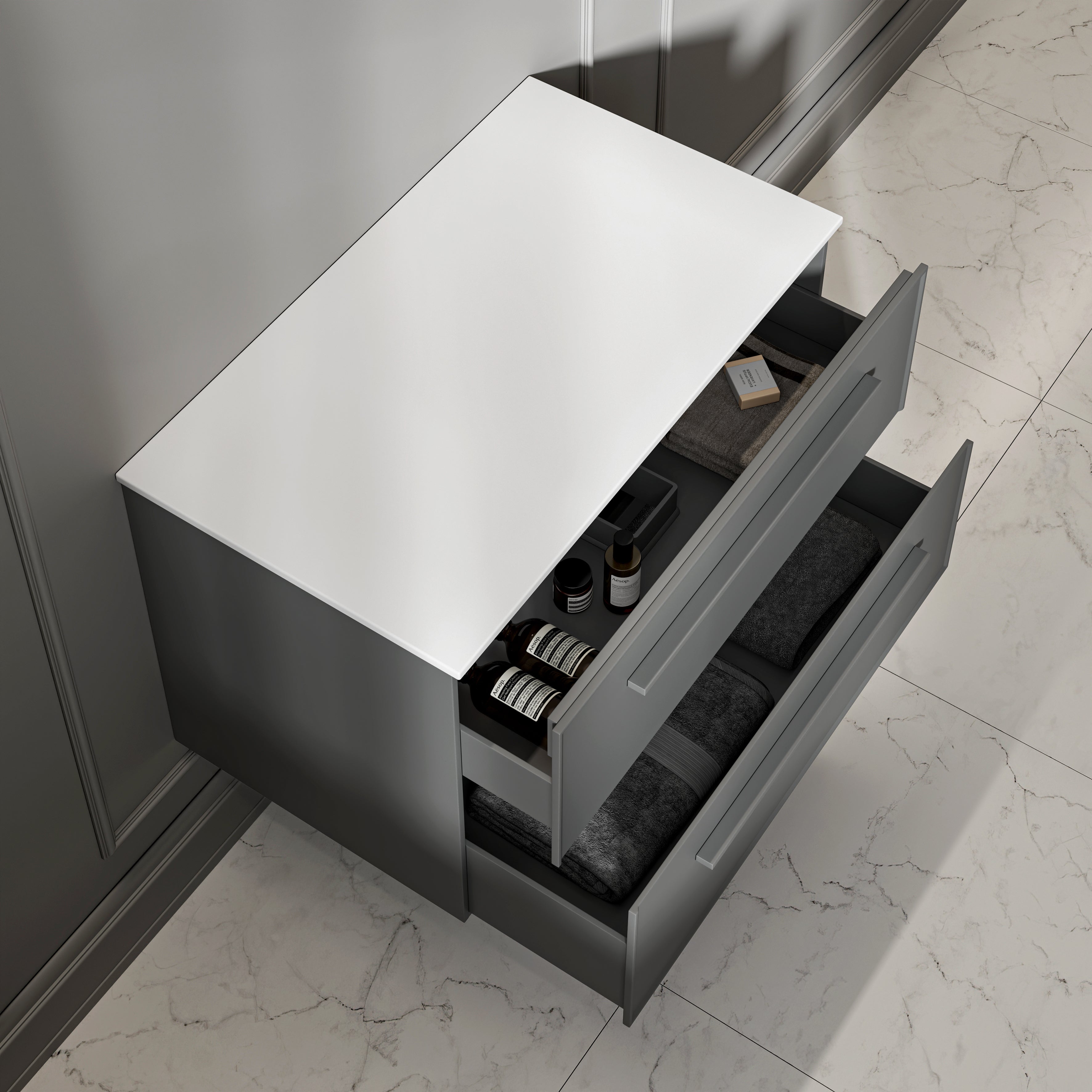 Farringdon Vanity Unit with Stone Countertop (Matte Anthracite 800mm)