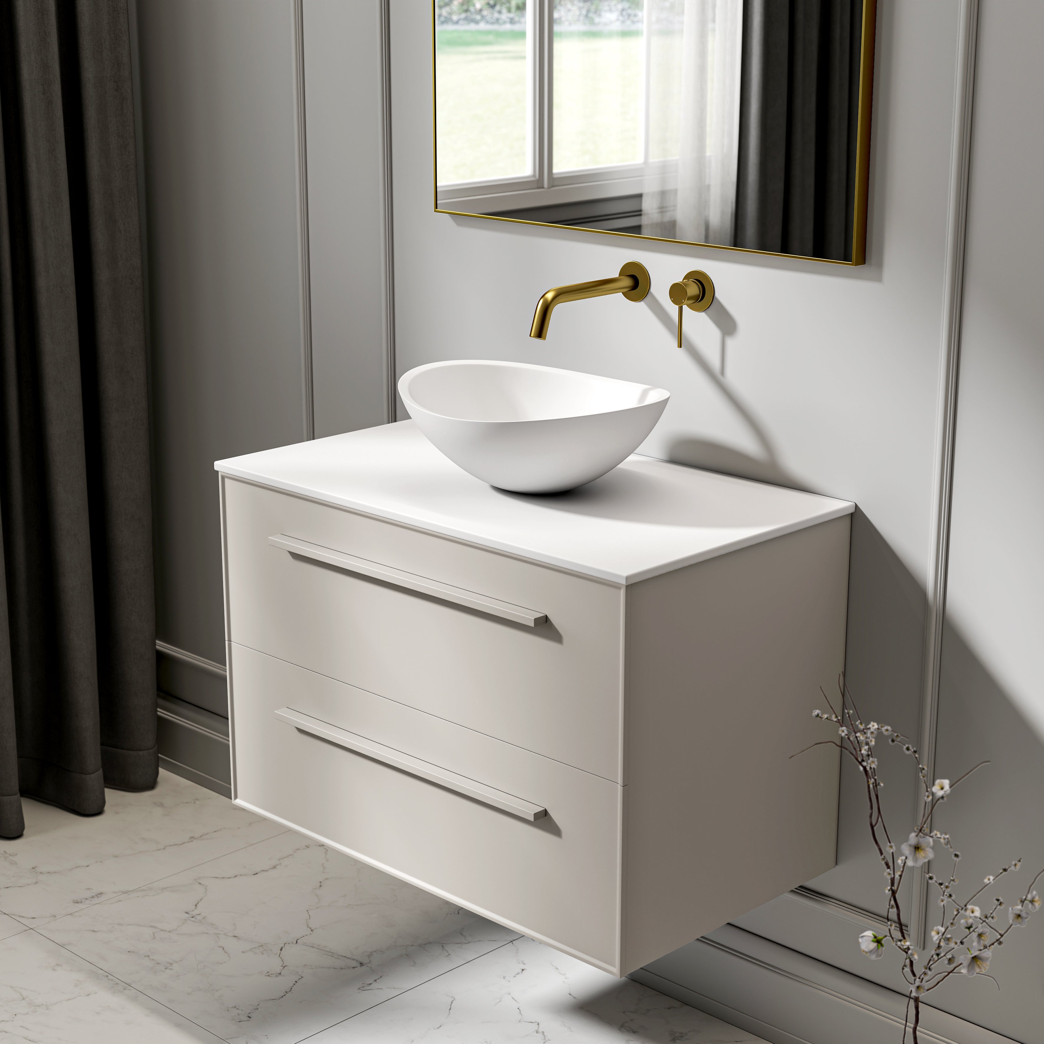 Farringdon Vanity Unit with Stone Countertop (Matte Cappuccino 800mm)