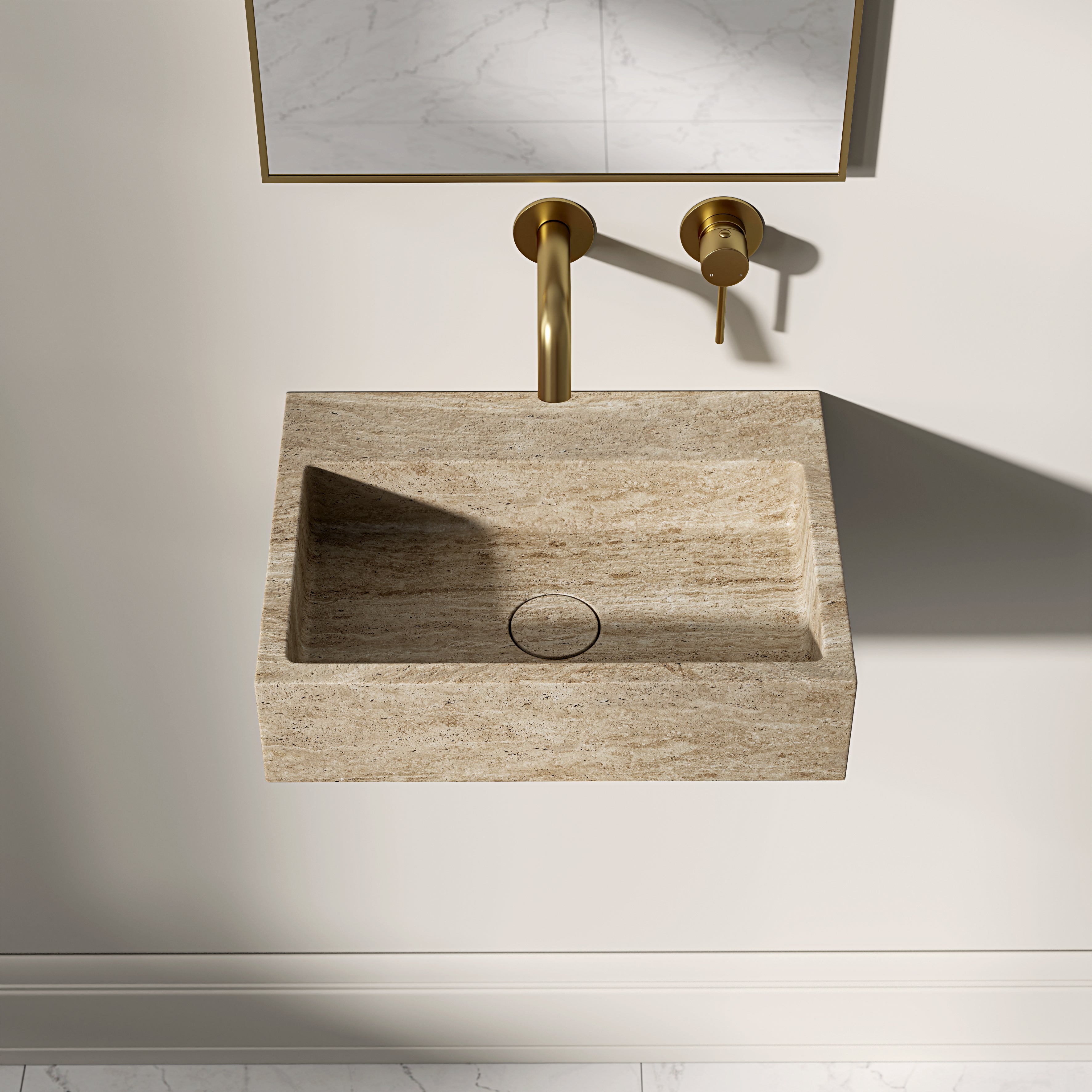 Figo Travertine Marble Wall Hung Basin 400mm