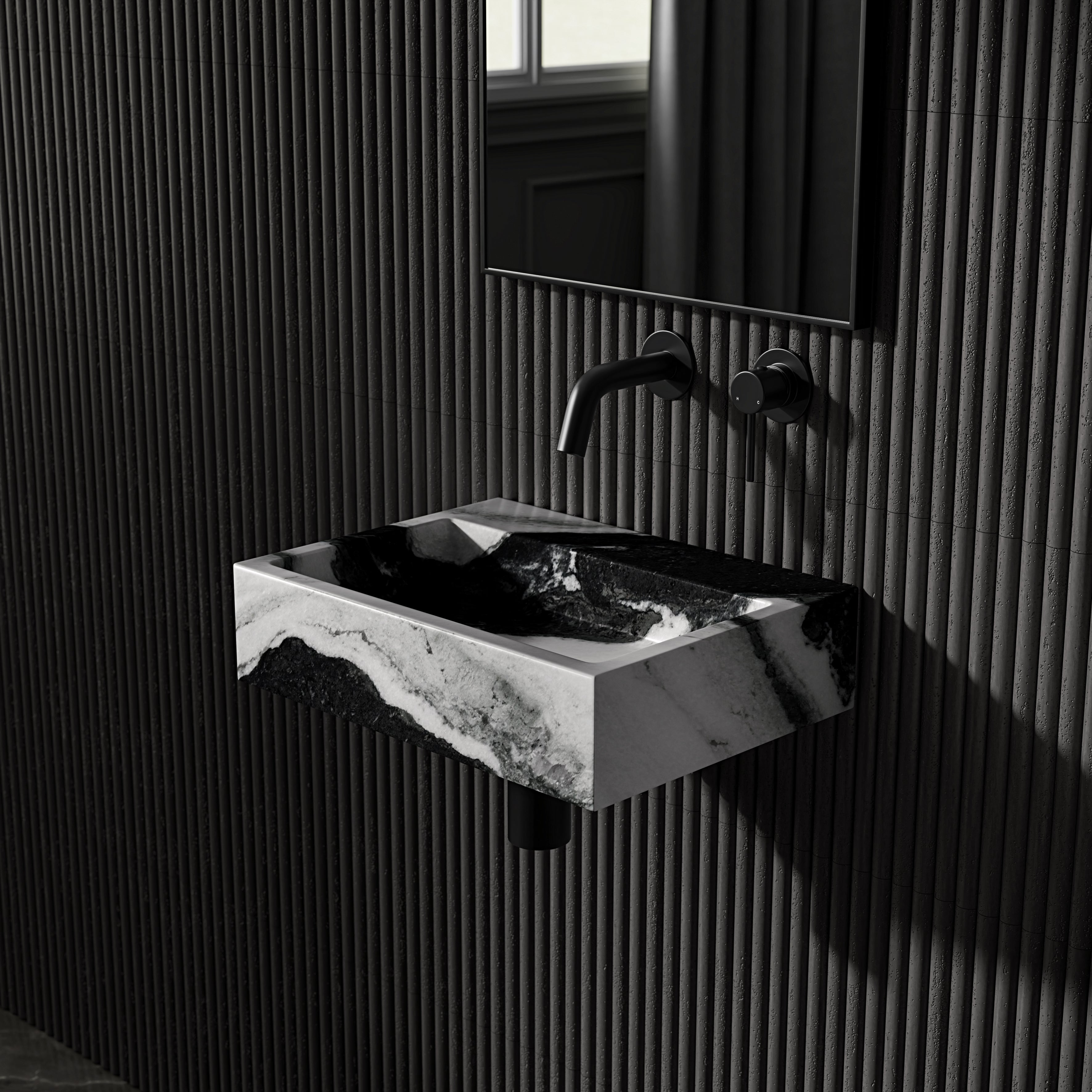 Figo Panda Marble Wall Hung Basin 400mm