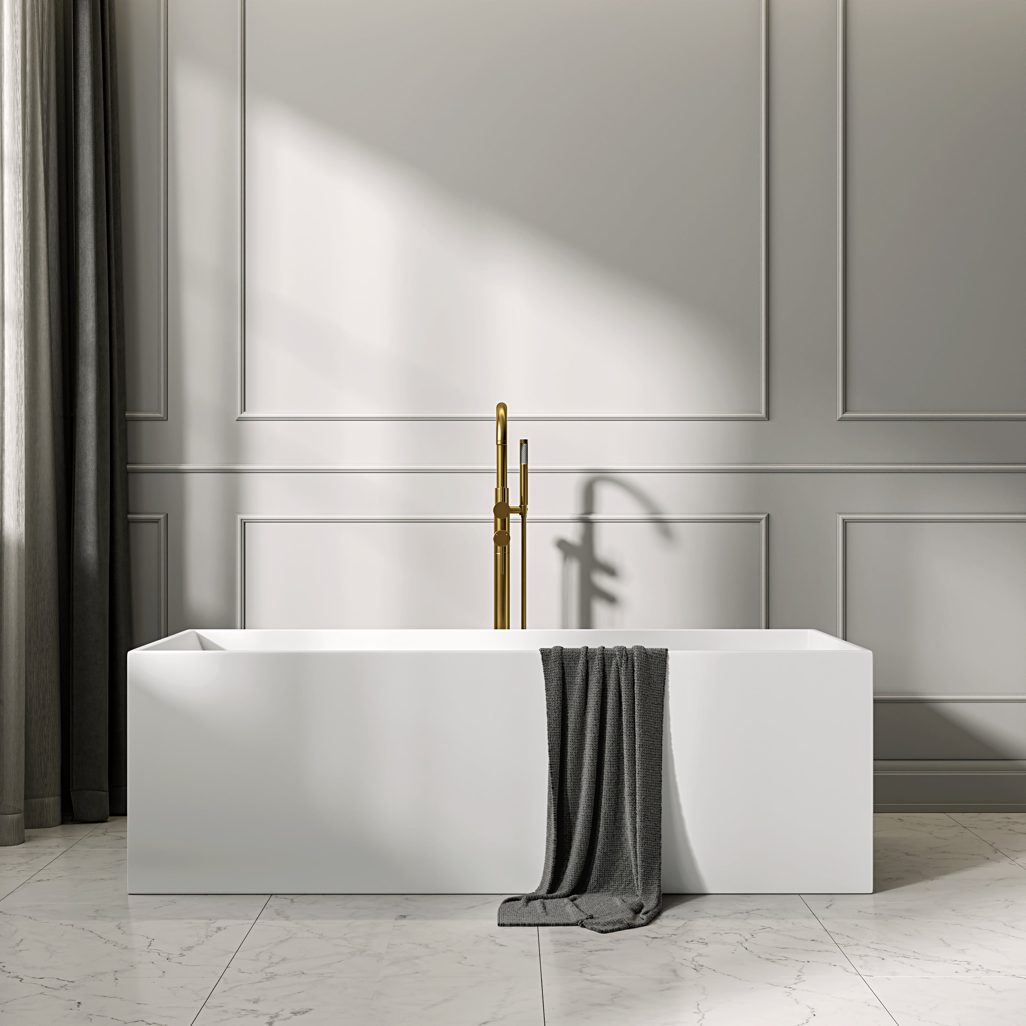 Nuvo Brushed Gold Floorstanding Bath Shower Mixer Tap