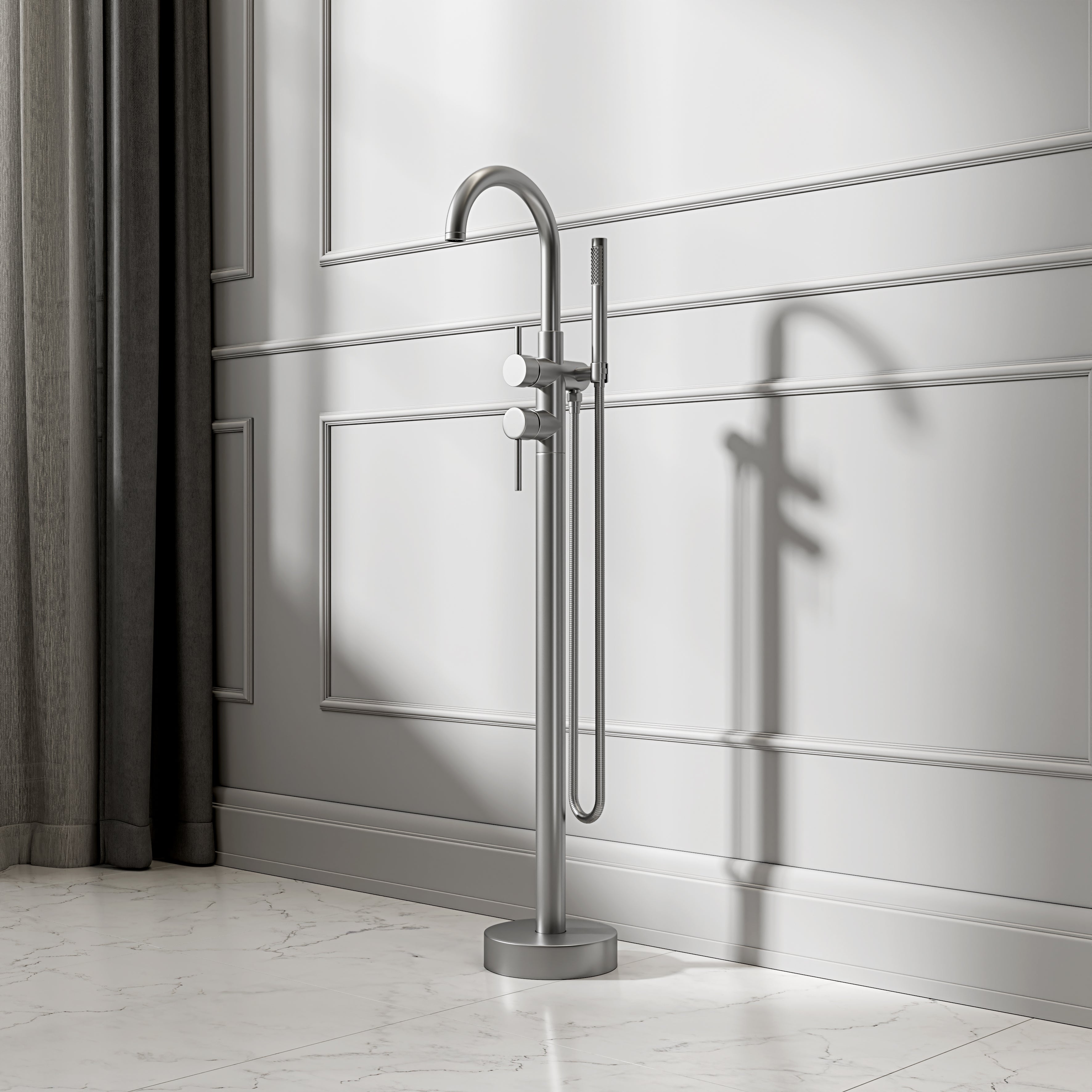 Nuvo Brushed Stainless Floorstanding Bath Shower Mixer Tap