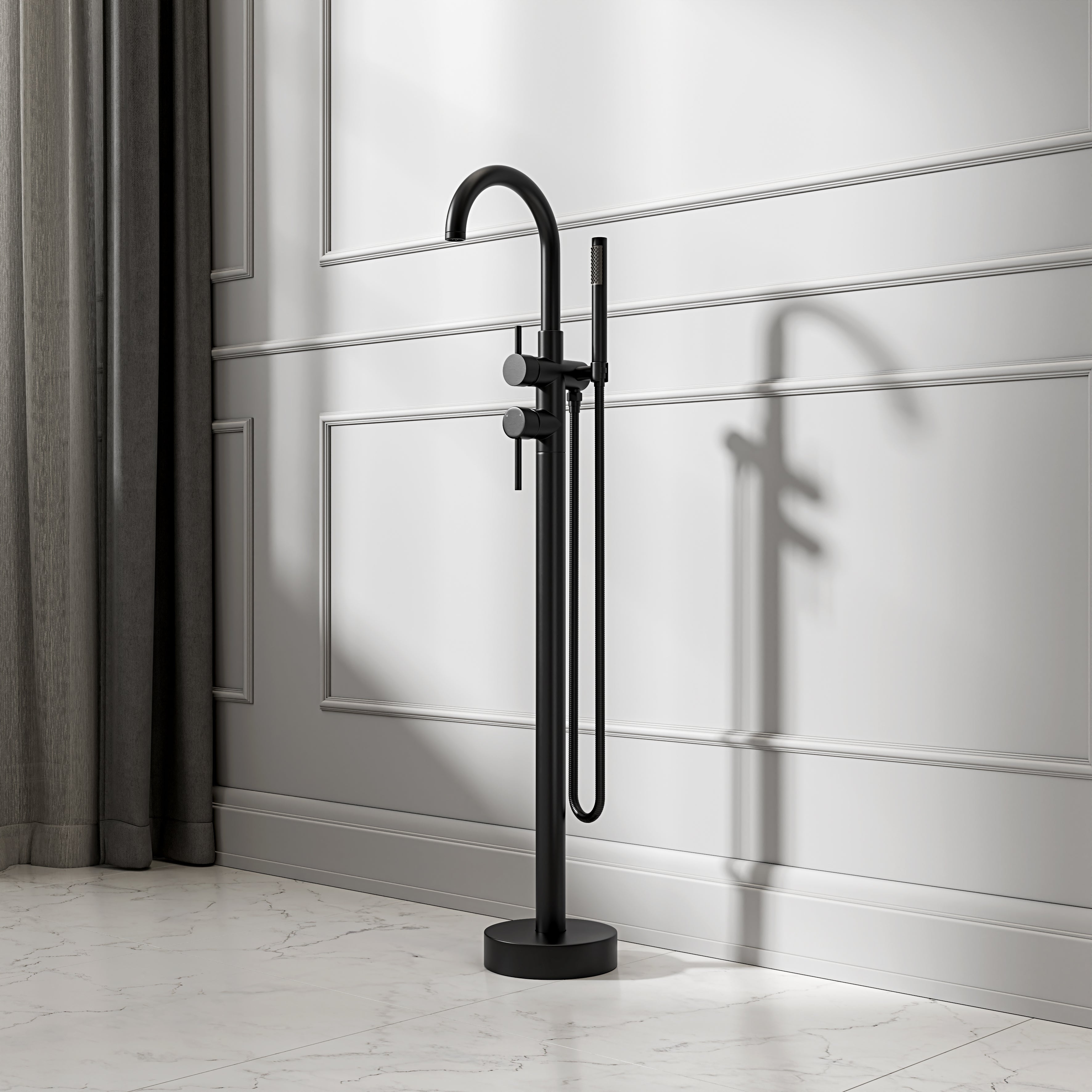 Nuvo Matte Black Floorstanding Bath Shower Mixer Tap