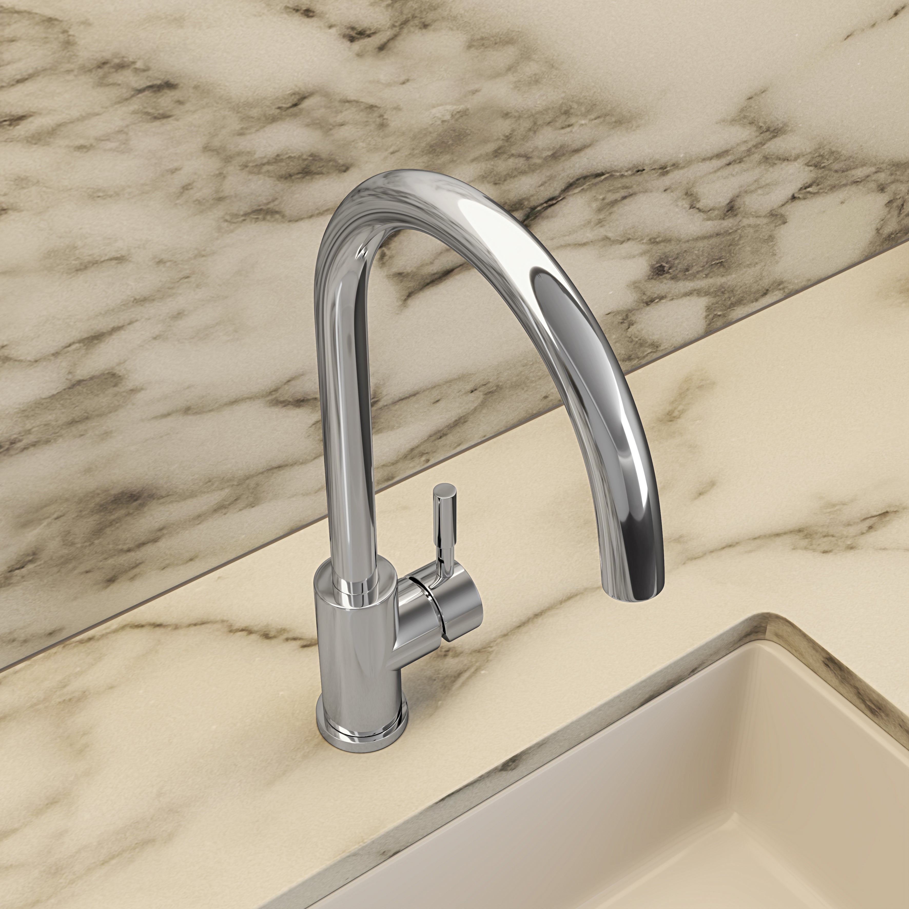 Fulham Single Lever Swan Kitchen Mixer Tap Chrome
