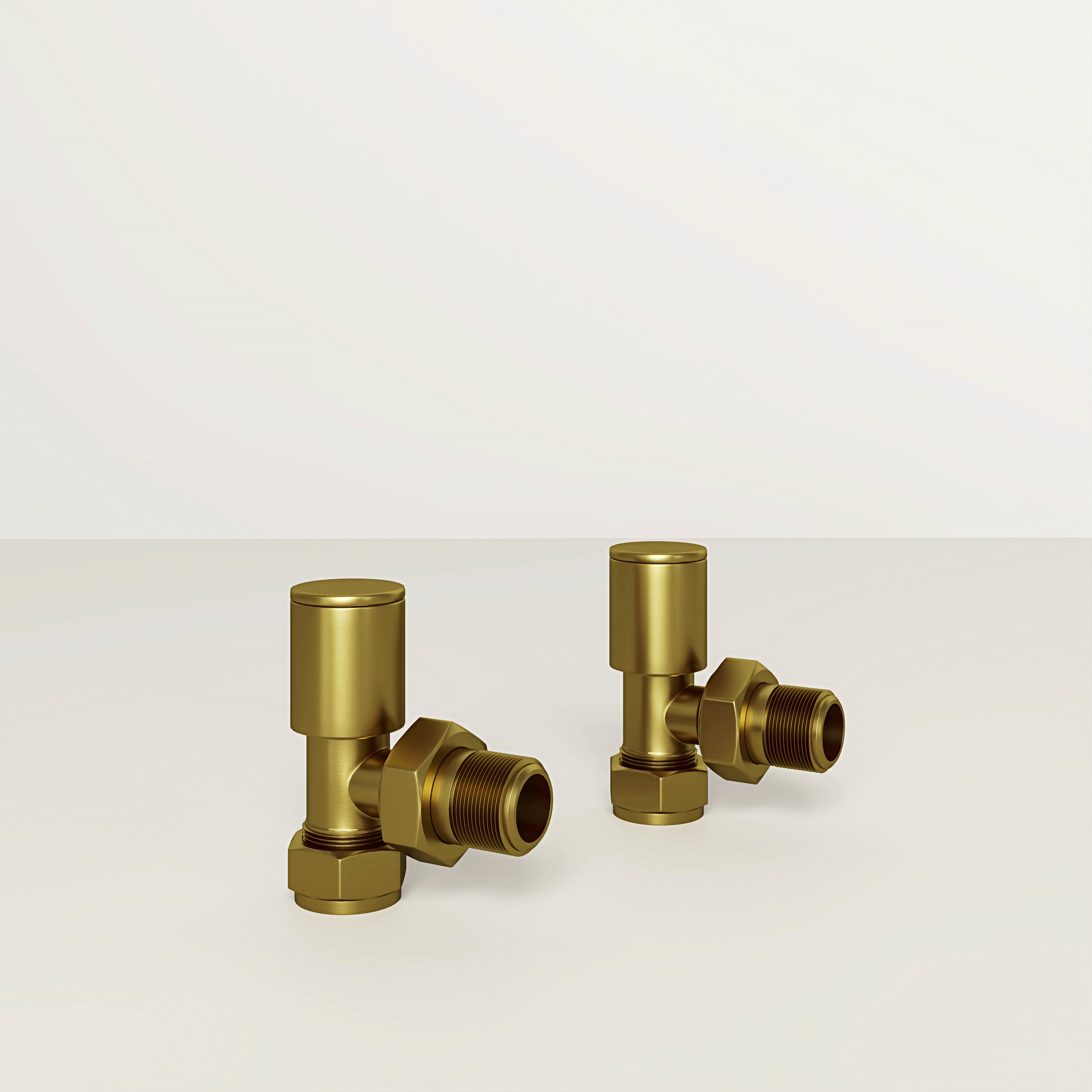 Brushed Gold Round Angled Radiator Valves