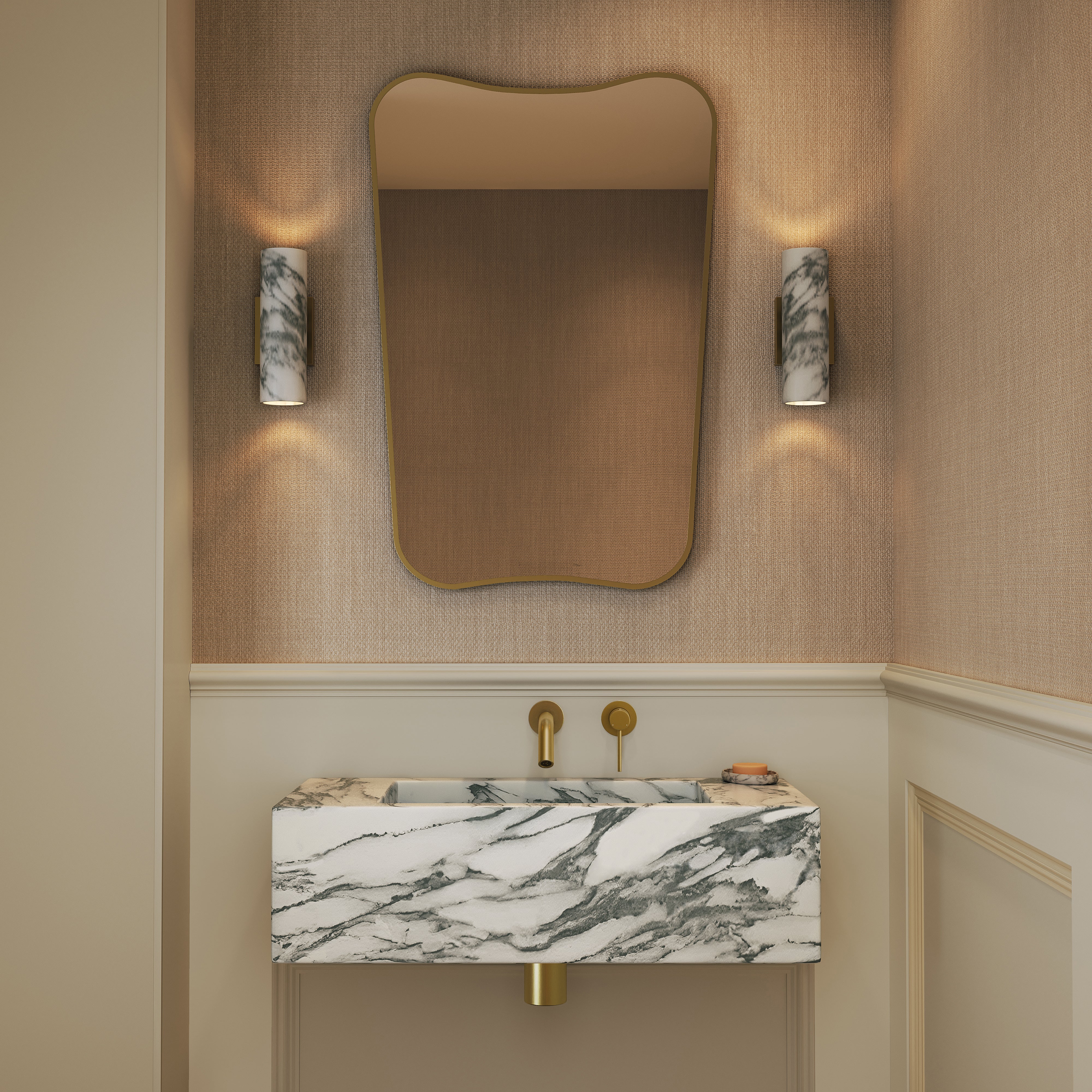 Henley Brushed Gold Curved Mirror 650mm