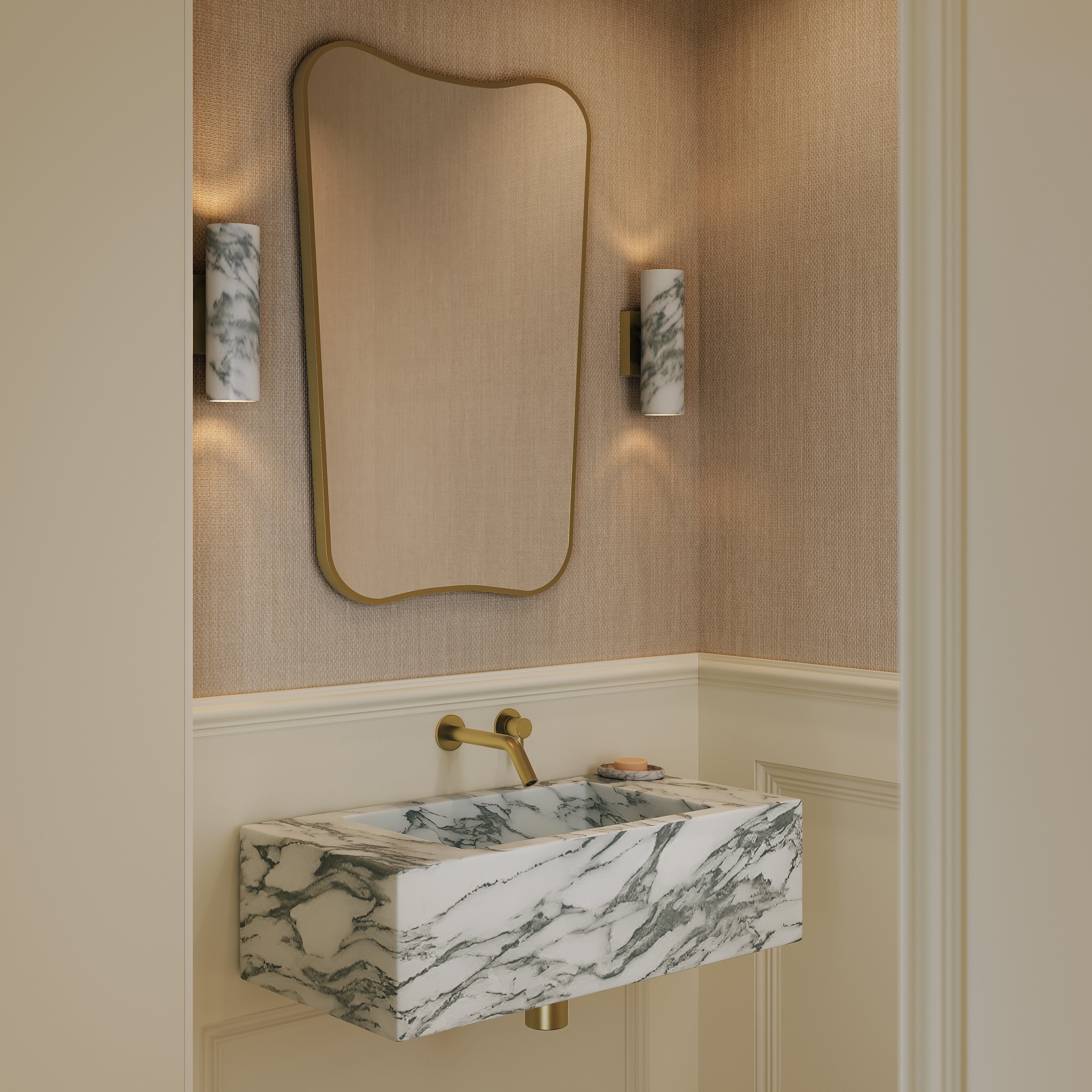 Henley Brushed Gold Curved Mirror 650mm
