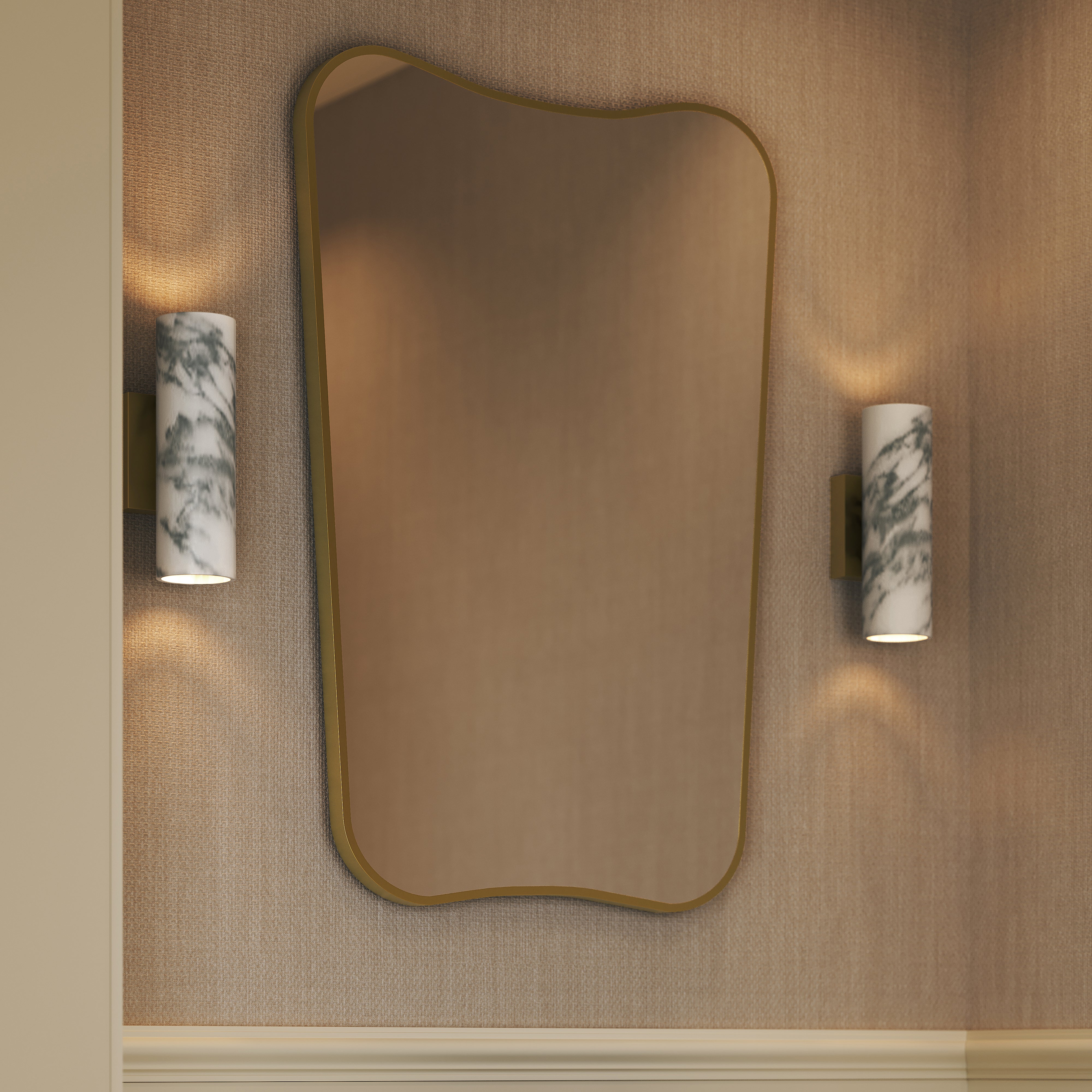 Henley Brushed Gold Curved Mirror 650mm