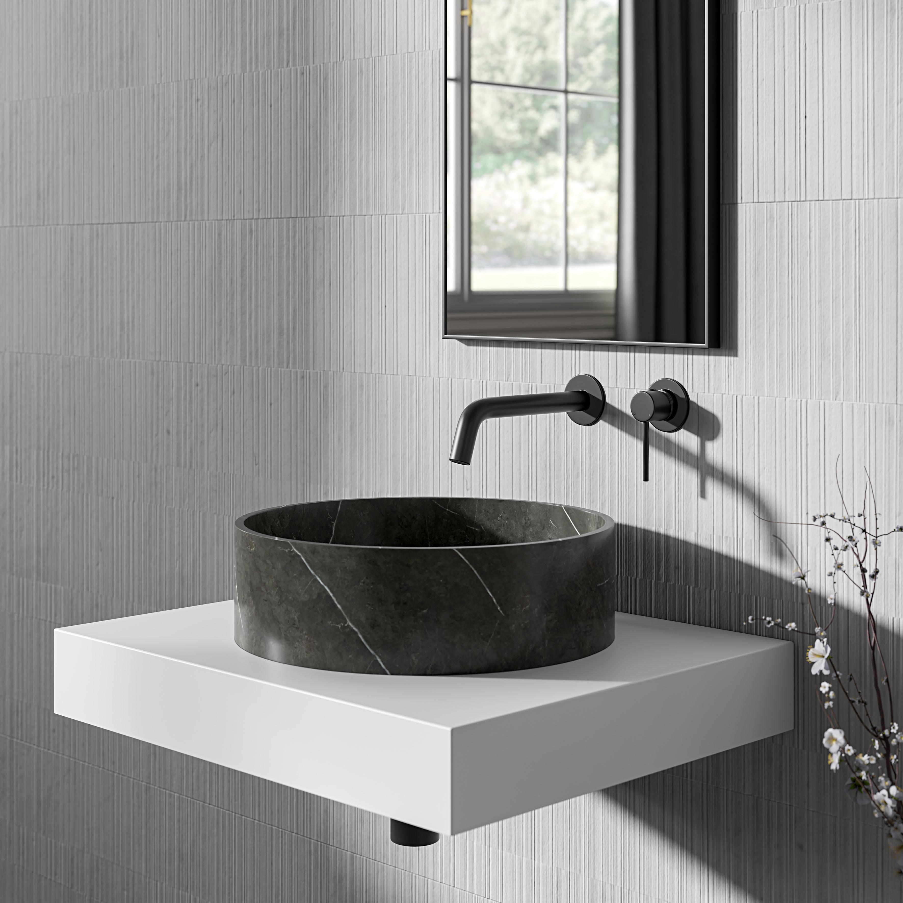 Valle Pietra Grey Marble Countertop Basin 400mm