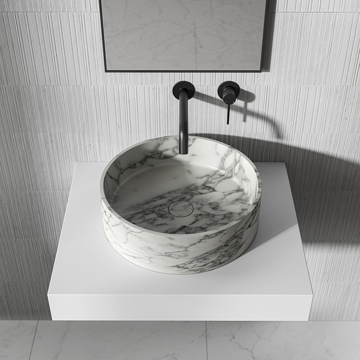 Valle Arabescato Marble Countertop Basin 400mm