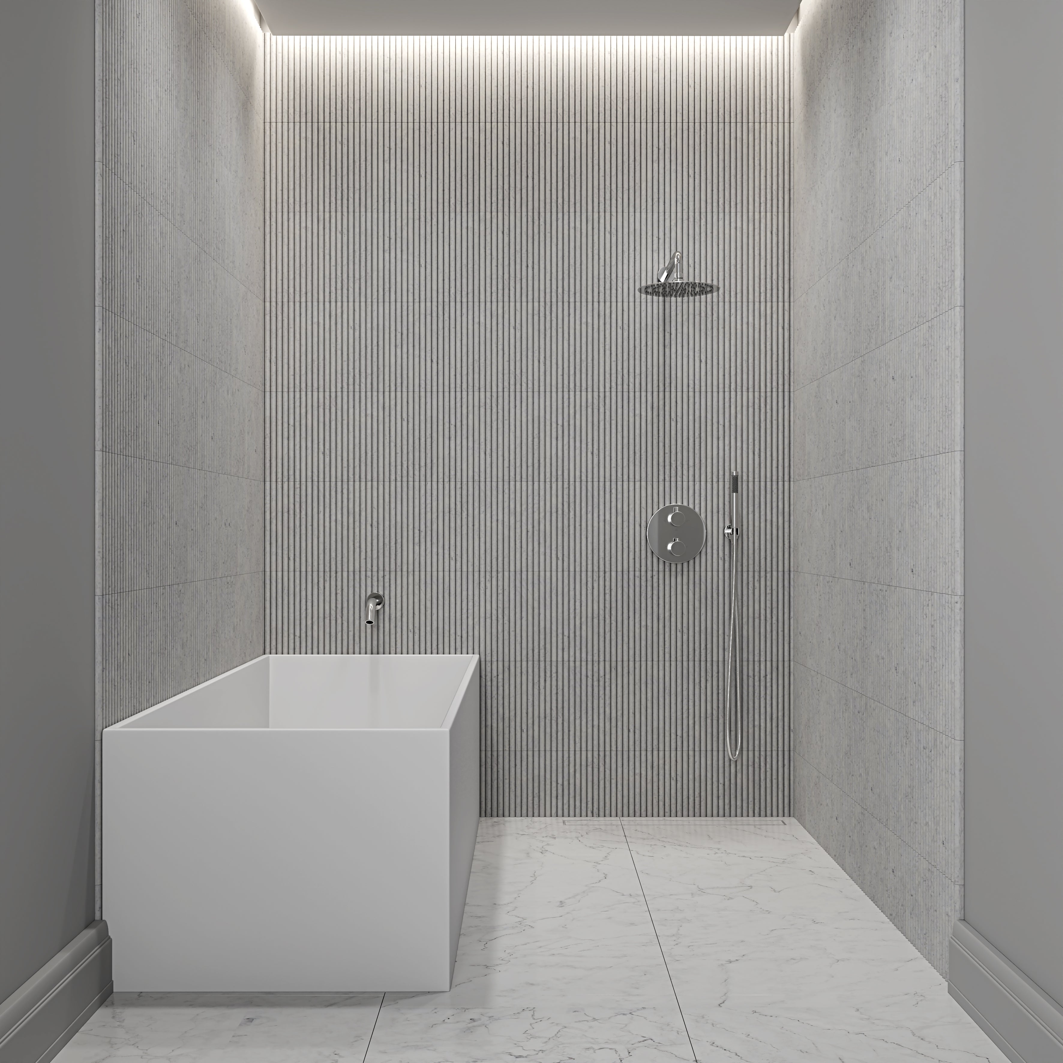 Nuvo Chrome 3-Way Thermostatic Shower With Handheld Shower & Bath Spout