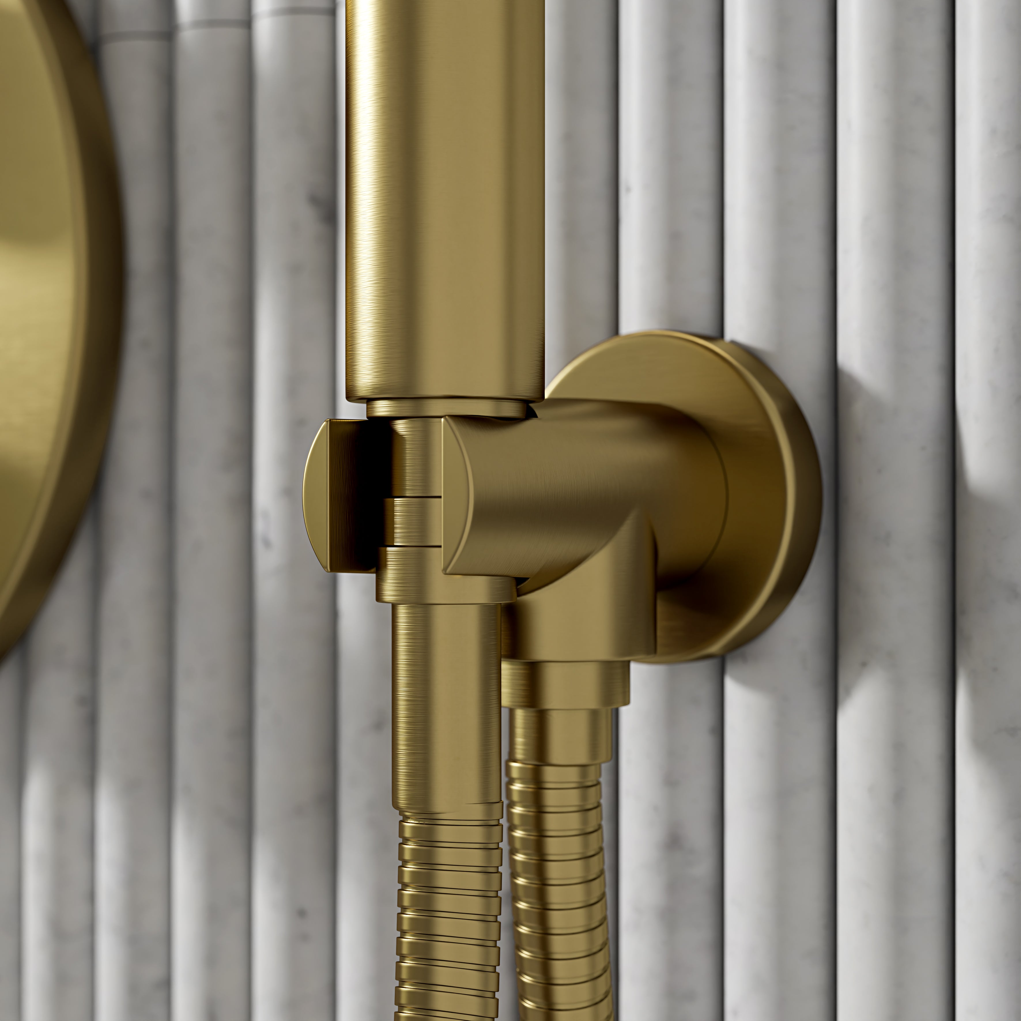 Nuvo Brushed Gold 3-Way Thermostatic Shower With Handheld Shower & Bath Spout