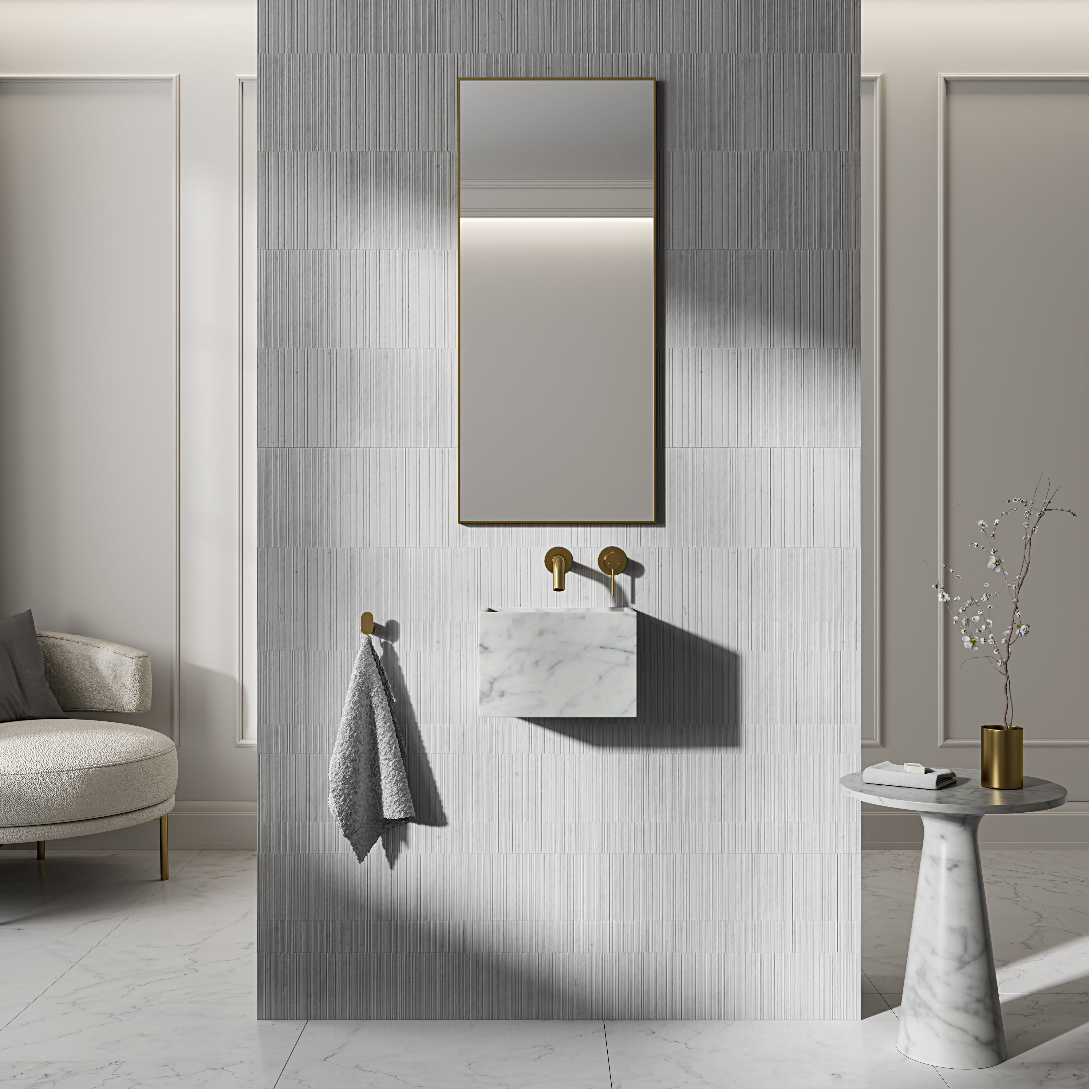 Arden Carrara Marble Wall Hung Basin 300mm