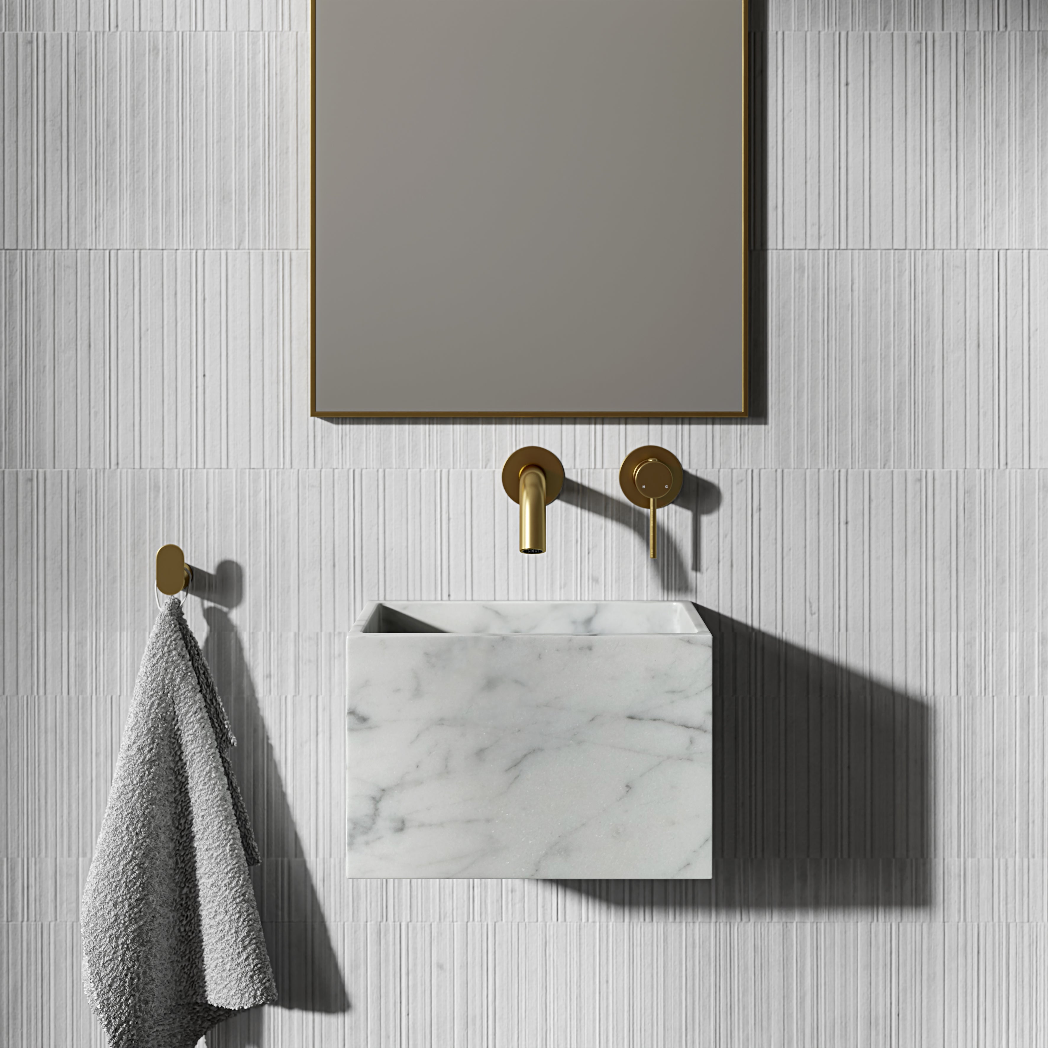 Arden Carrara Marble Wall Hung Basin 300mm