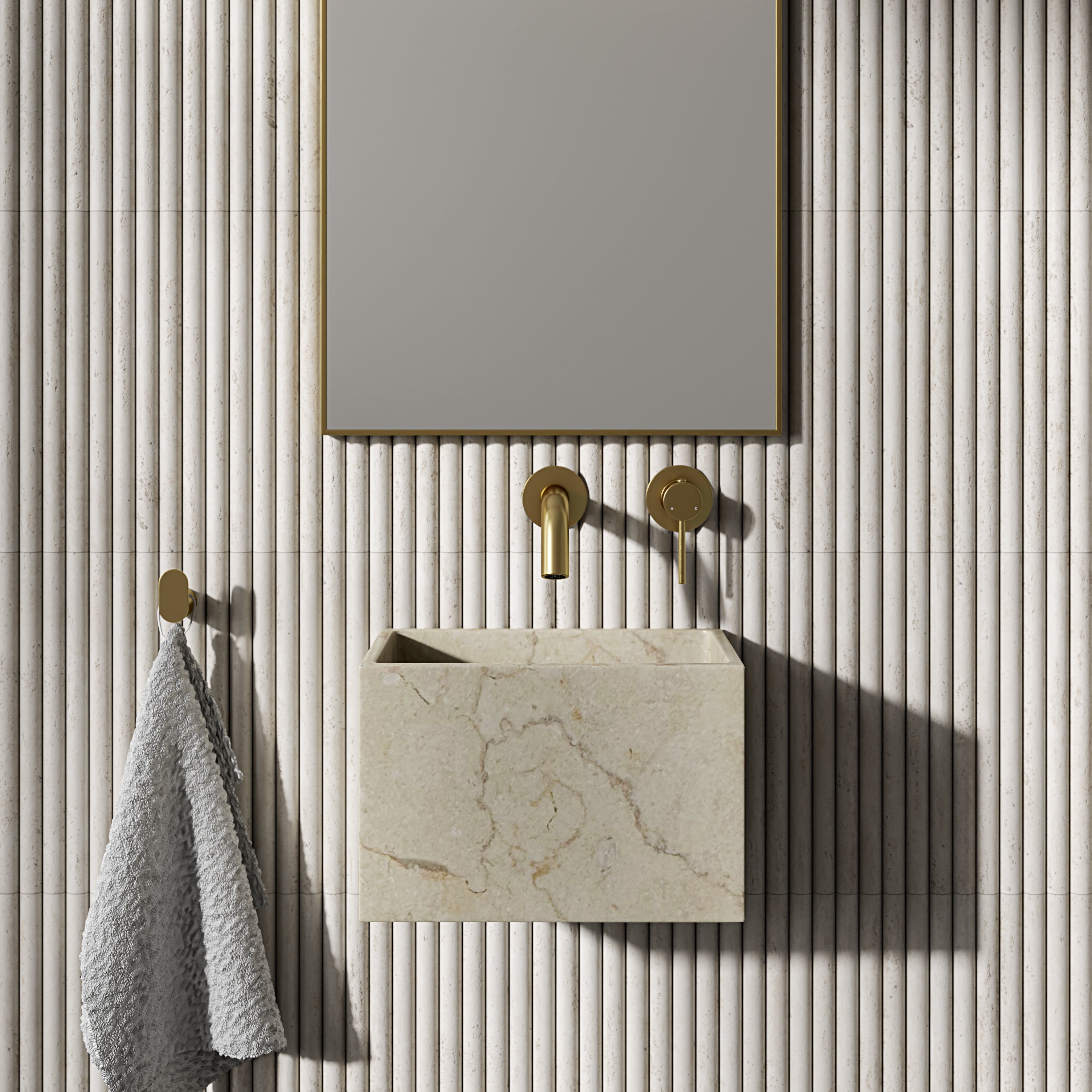 Arden Crema Marfil Marble Wall Hung Basin 300mm