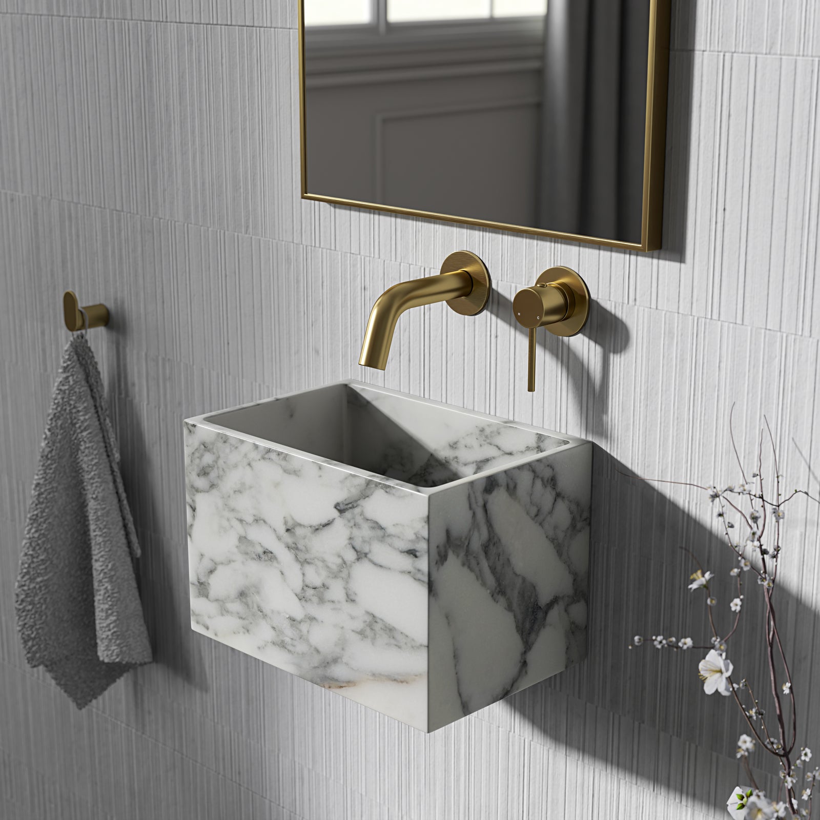 Arden Arabescato Marble Wall Hung Basin 300mm arden-arabescato-marble-wall-hung-basin-300mm