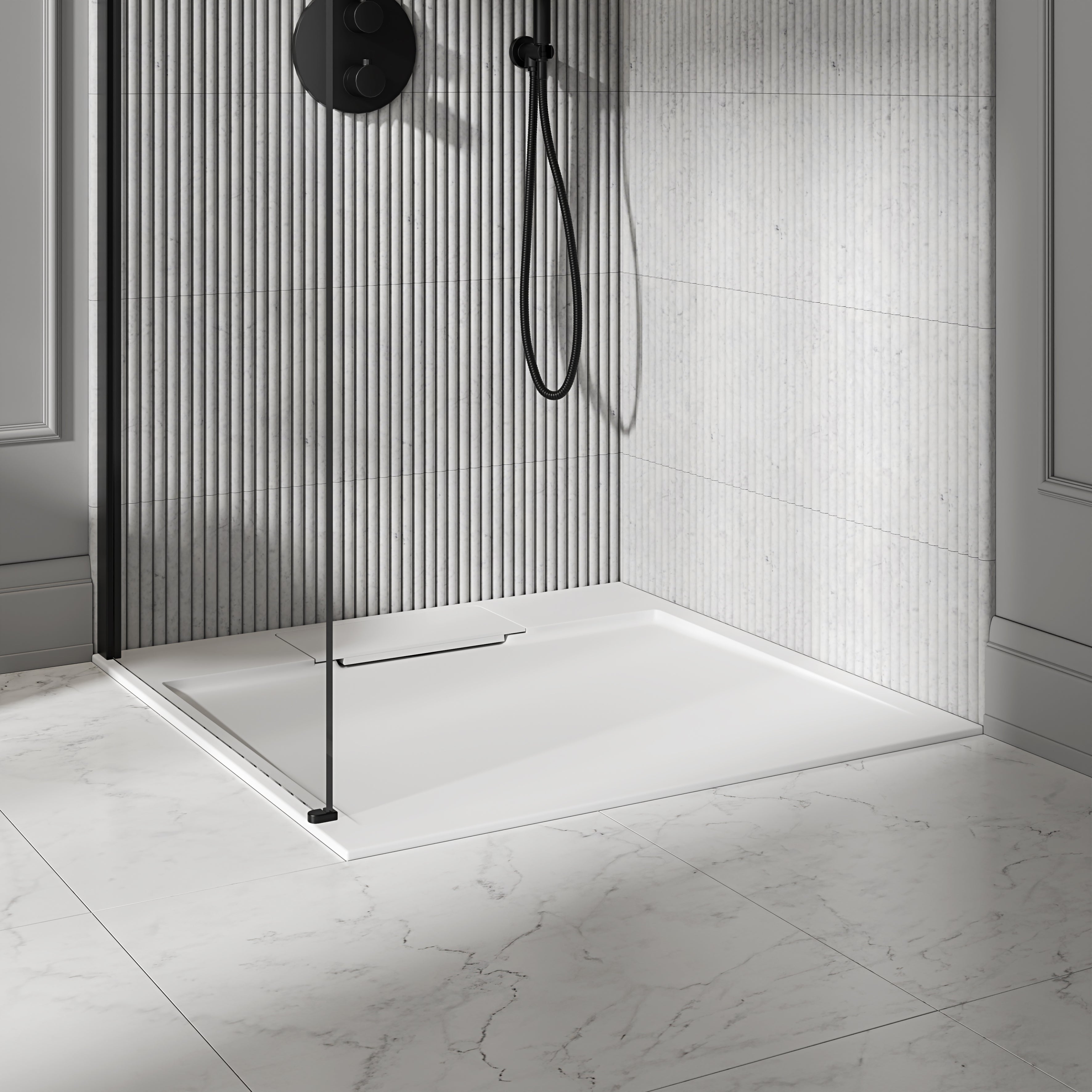 Vida Matte White Stone Resin Shower Tray & Waste