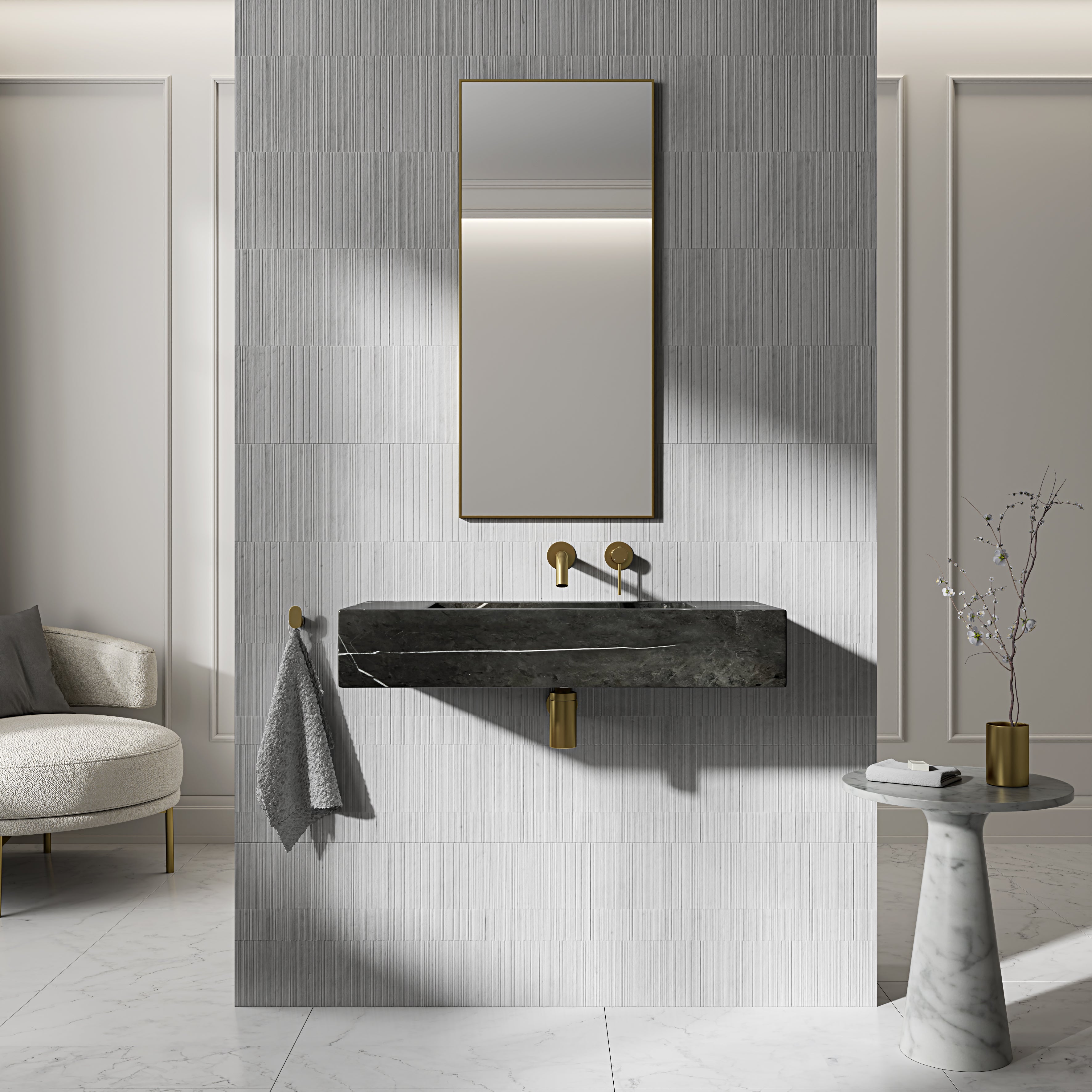 Tulsan Pietra Grey Marble Wall Hung Basin 800mm