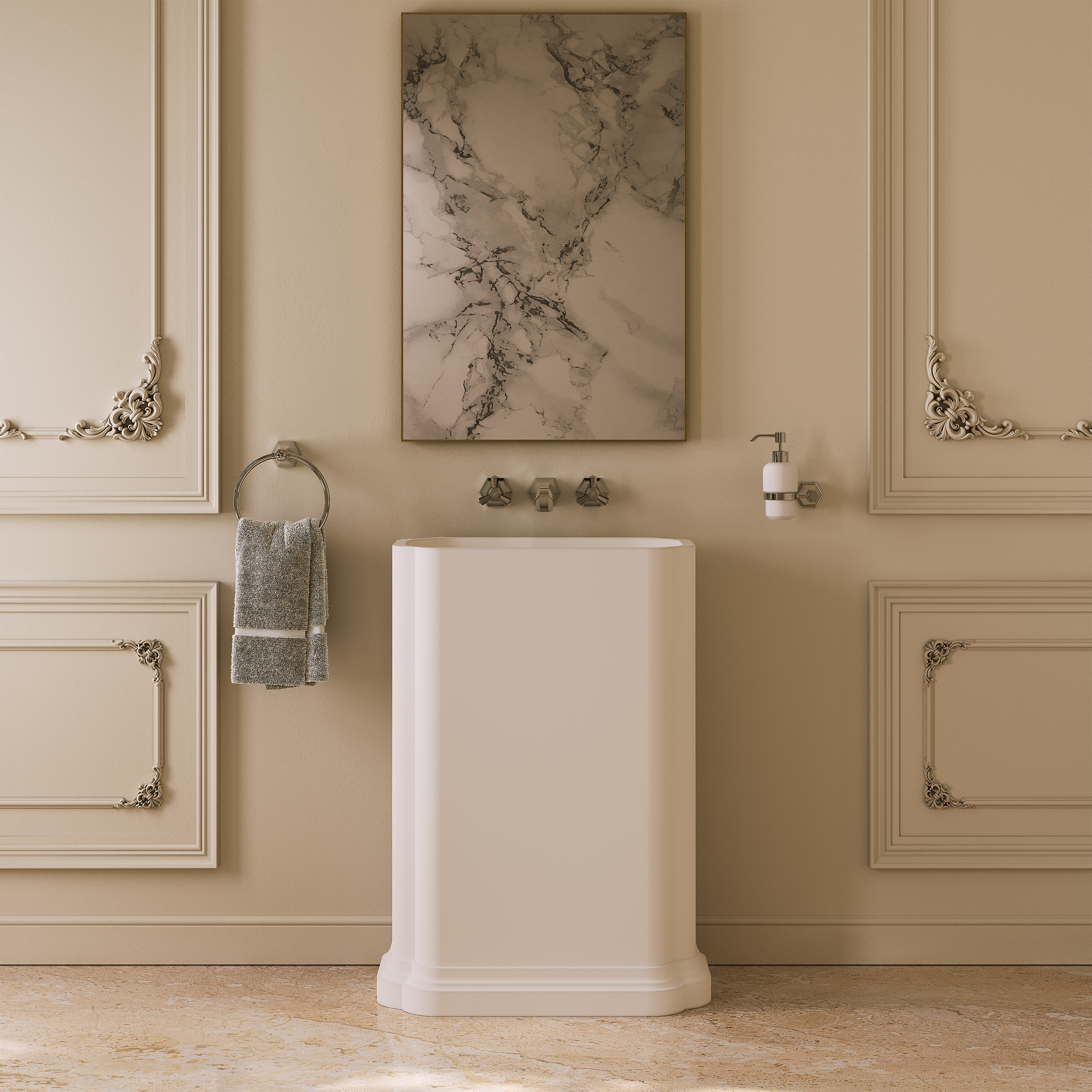 Hampton White Freestanding Stone Basin 660mm
