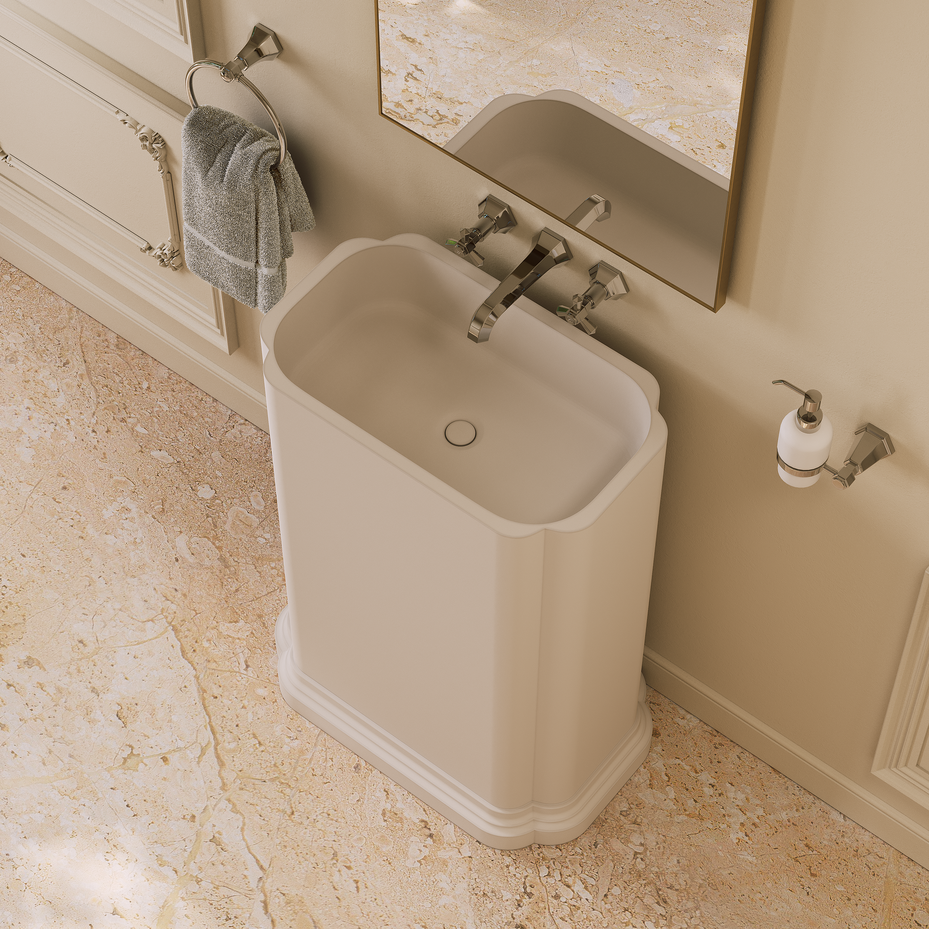 Hampton White Freestanding Stone Basin 660mm