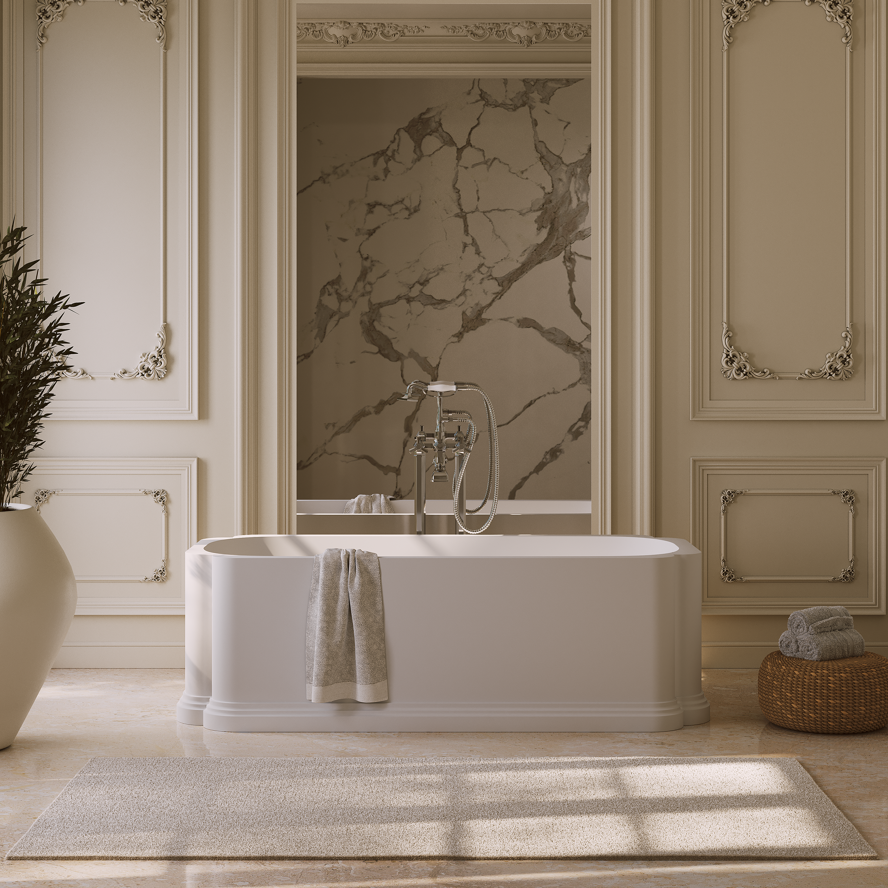 Hampton White Freestanding Stone Bath 1756mm